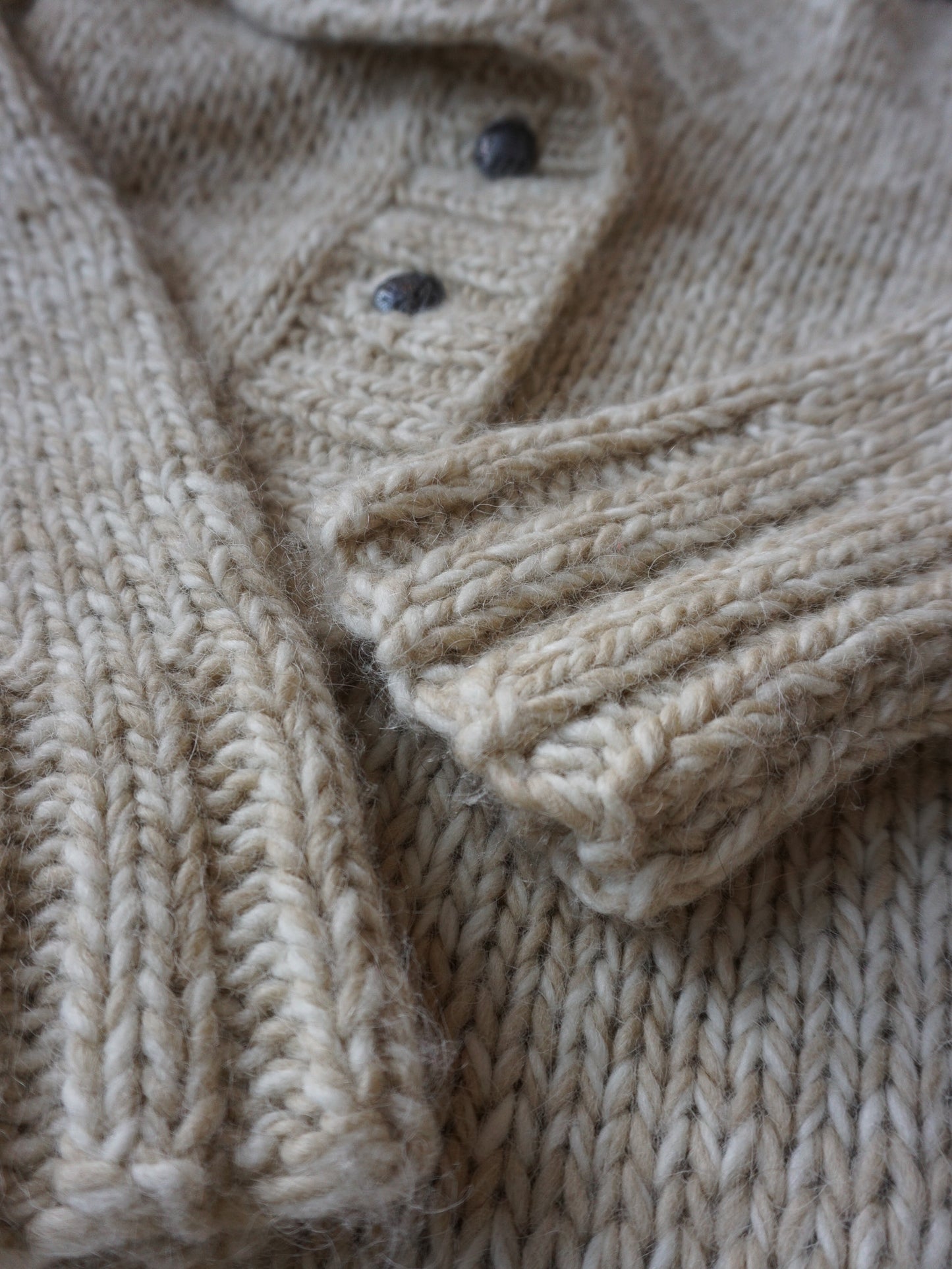 Hand Knit Chunky Wool Cardigan—[M/L]