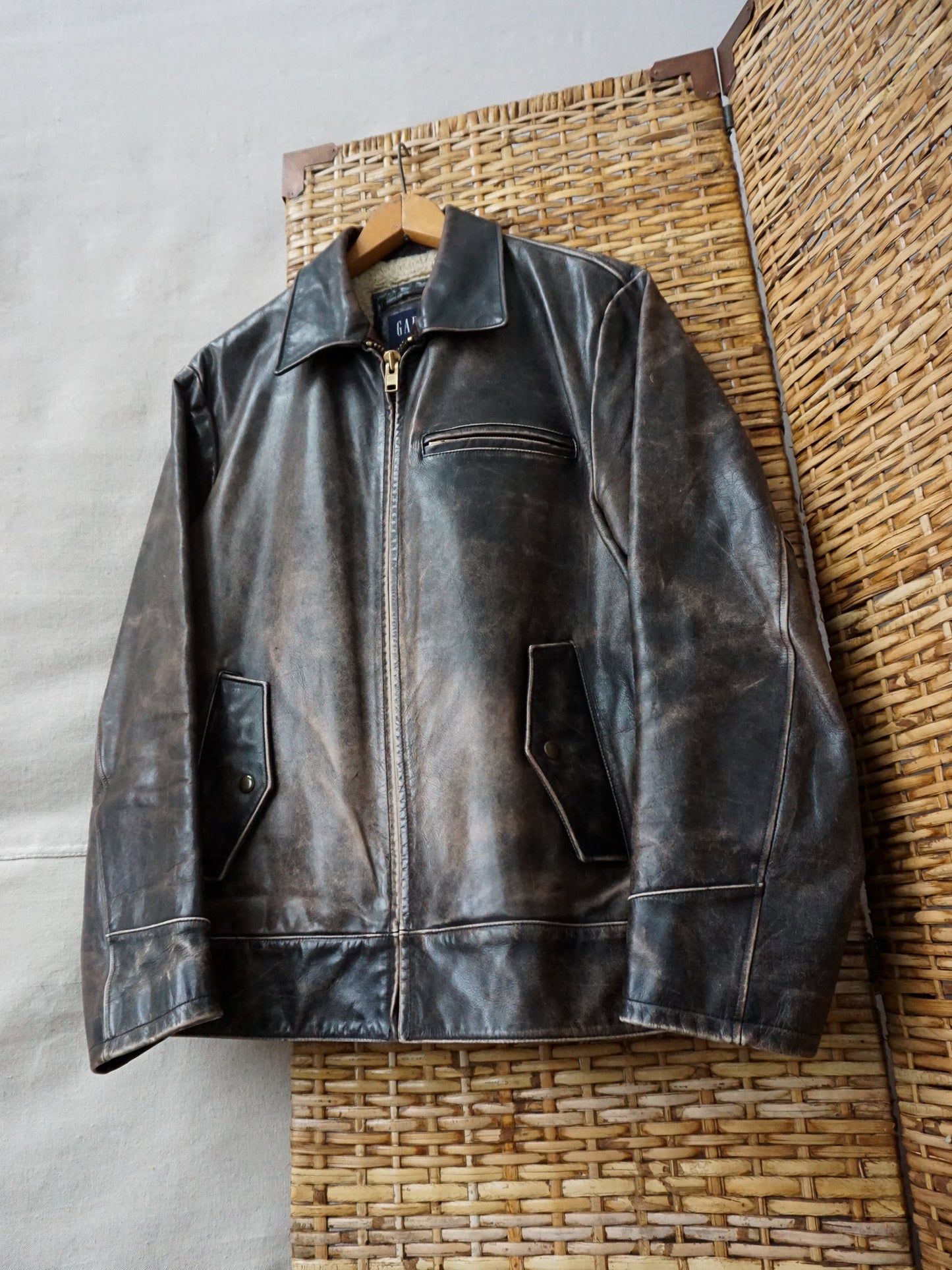 Gap Sherpa Lined Leather Jacket—[M/L]