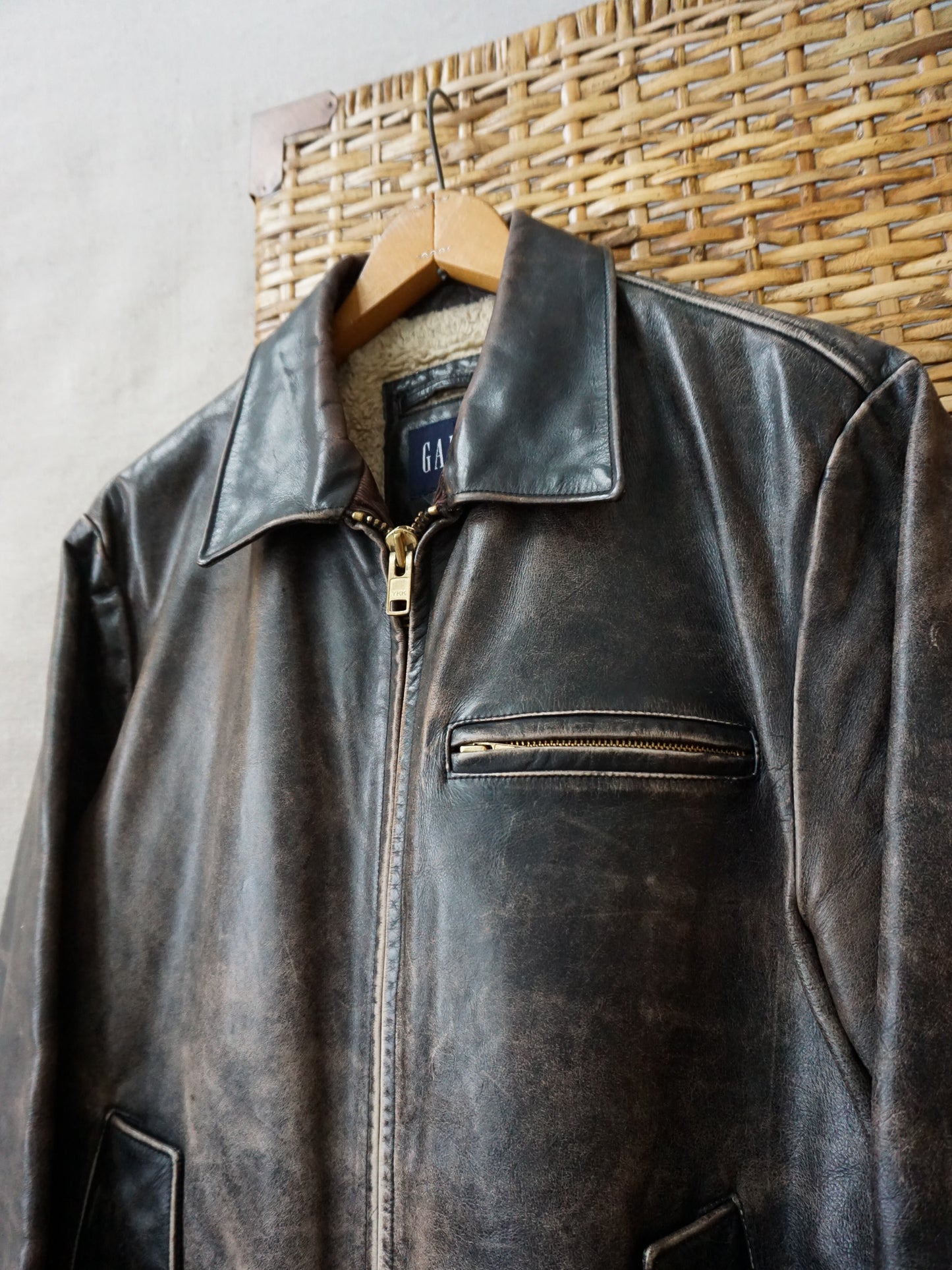 Gap Sherpa Lined Leather Jacket—[M/L]
