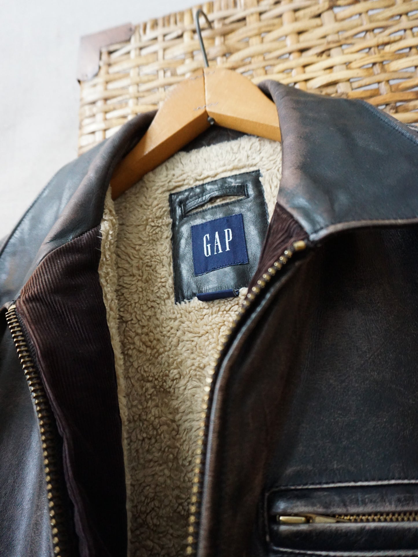 Gap Sherpa Lined Leather Jacket—[M/L]