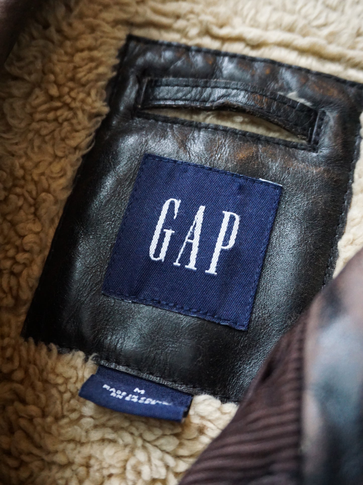 Gap Sherpa Lined Leather Jacket—[M/L]