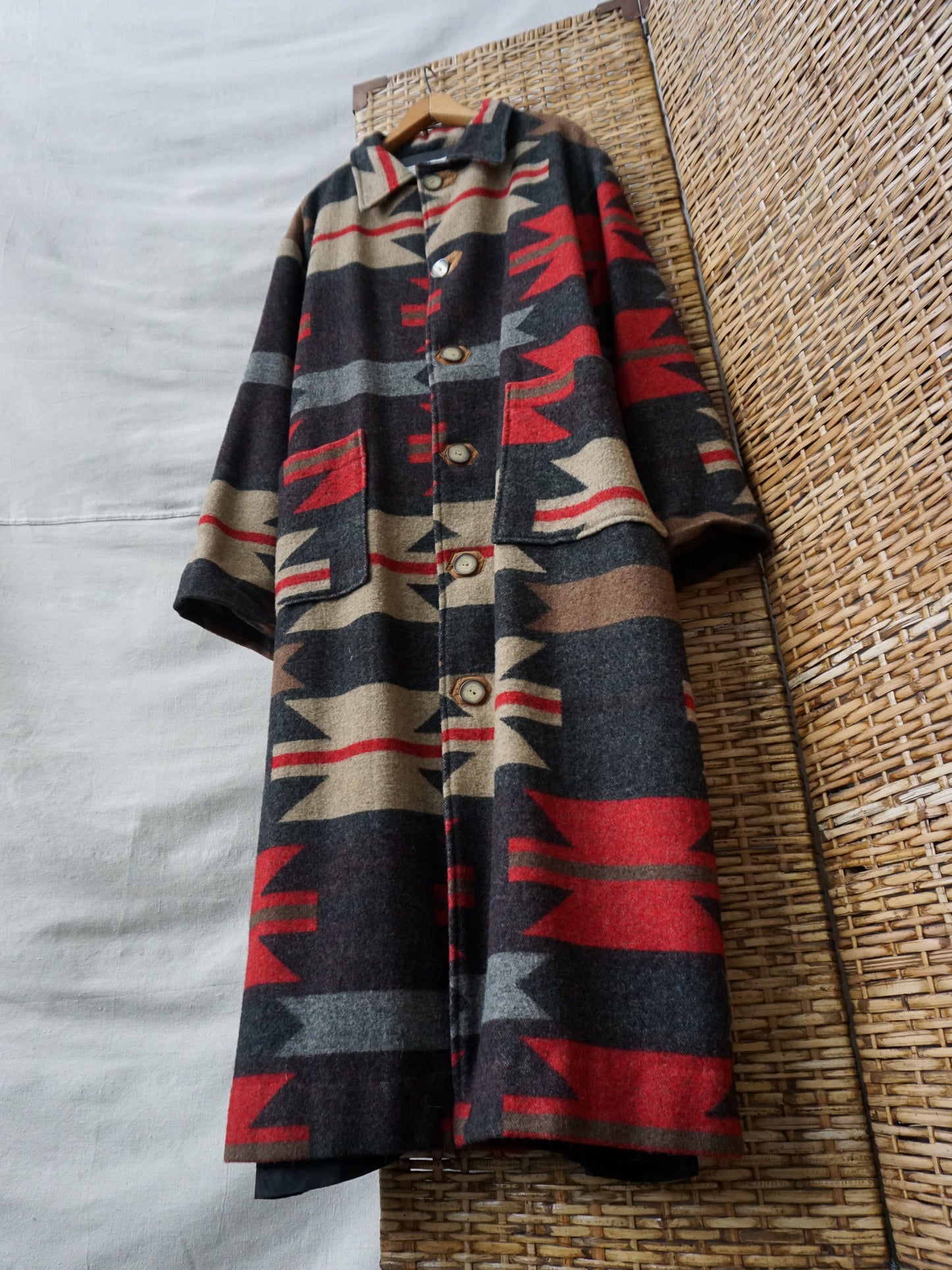 Wool Saddleblanket Trench Coat—[L]