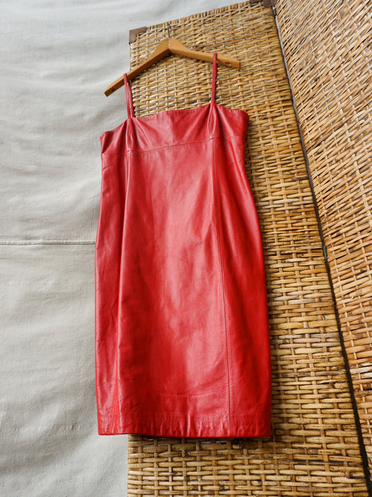 Ralph Lauren Red Leather Dress—[S]
