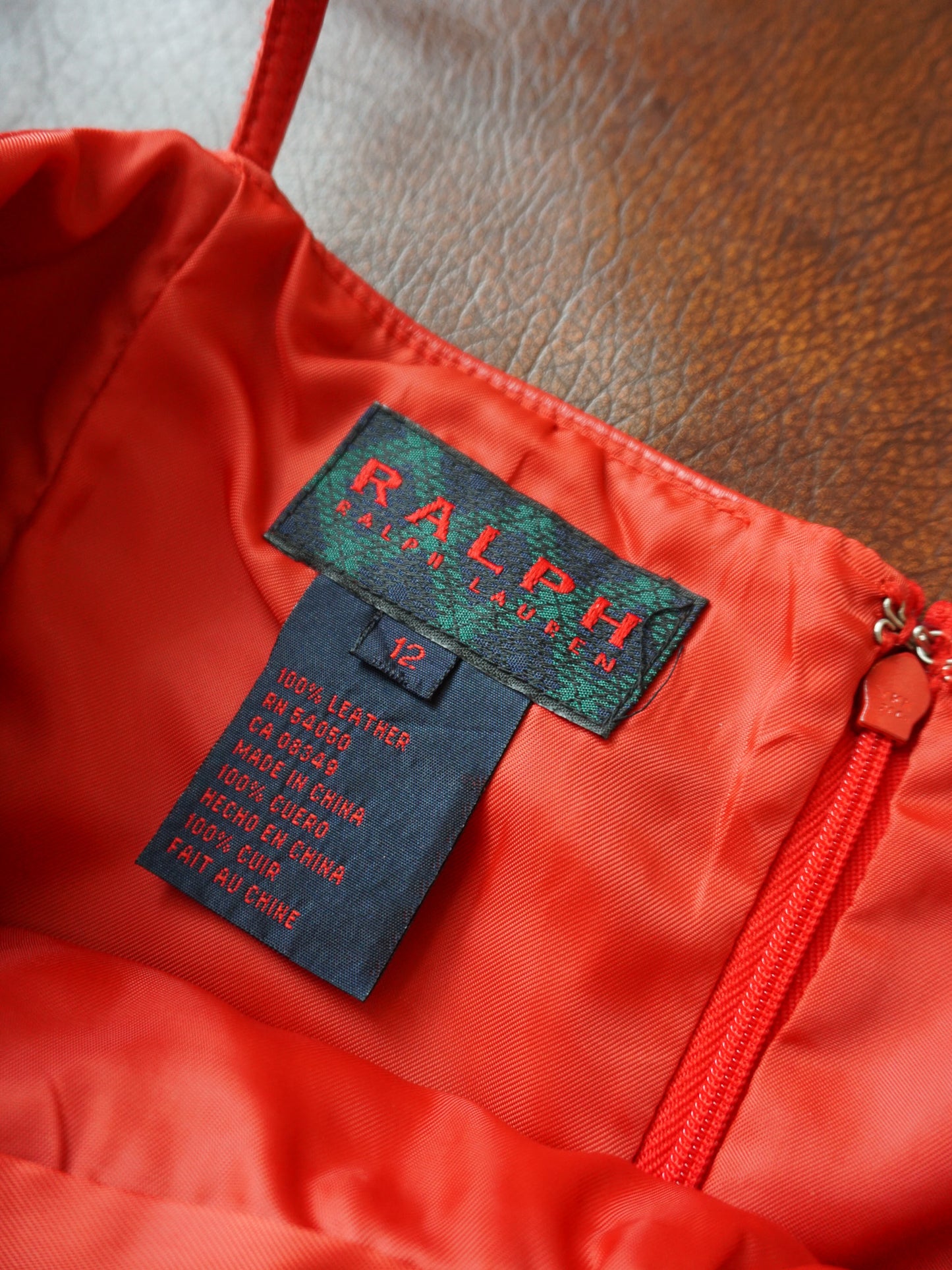 Ralph Lauren Red Leather Dress—[S]