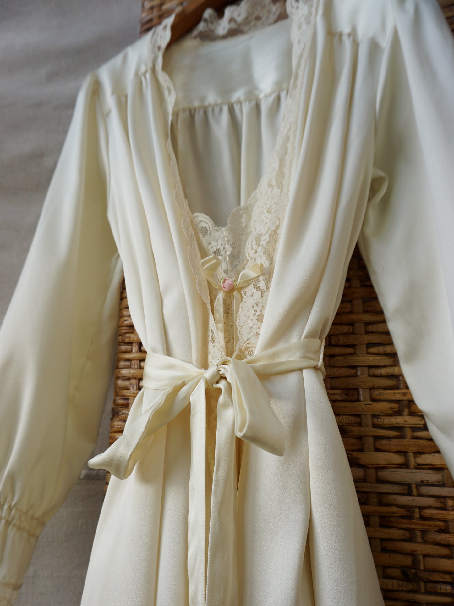 Vintage Satin Peignoir Set—[S]