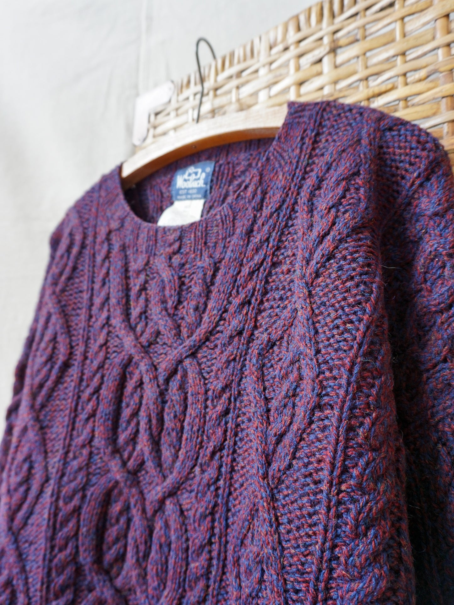 Woolrich Cable Knit Wool Sweater—[XL]