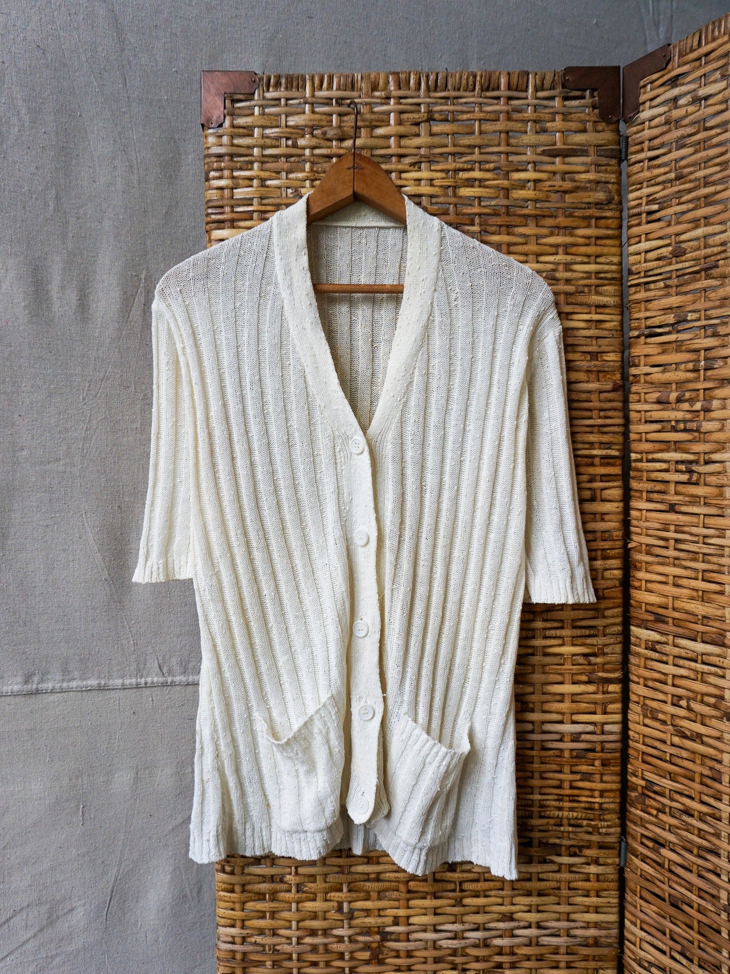 Slub Knit Silk Cardigan Tee—[M]