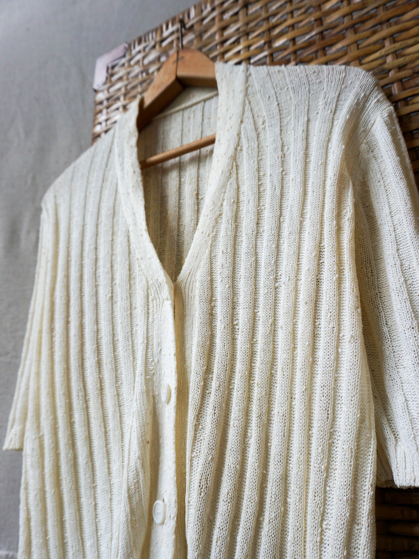 Slub Knit Silk Cardigan Tee—[M]