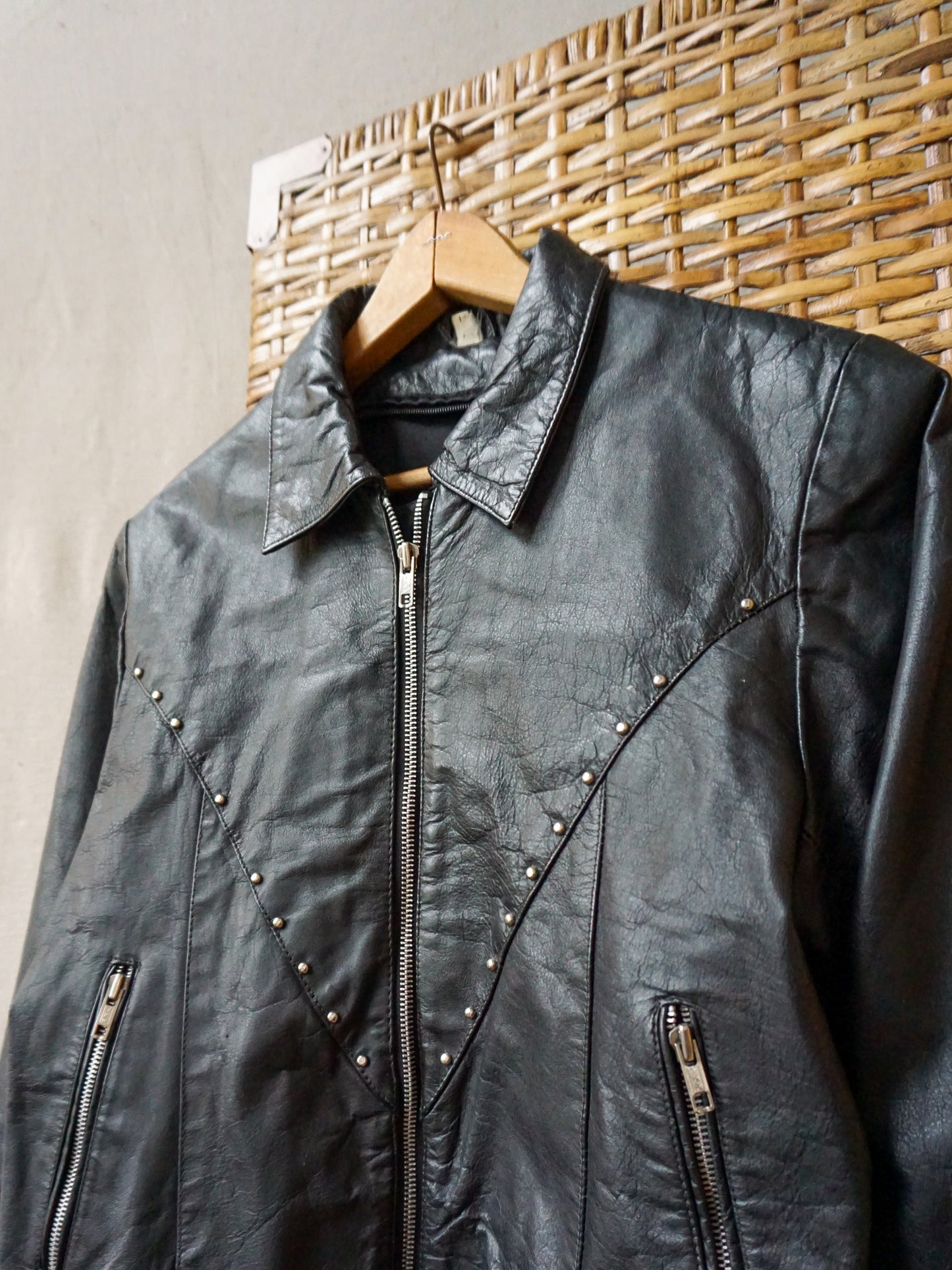 Studded Leather Jacket—[M]