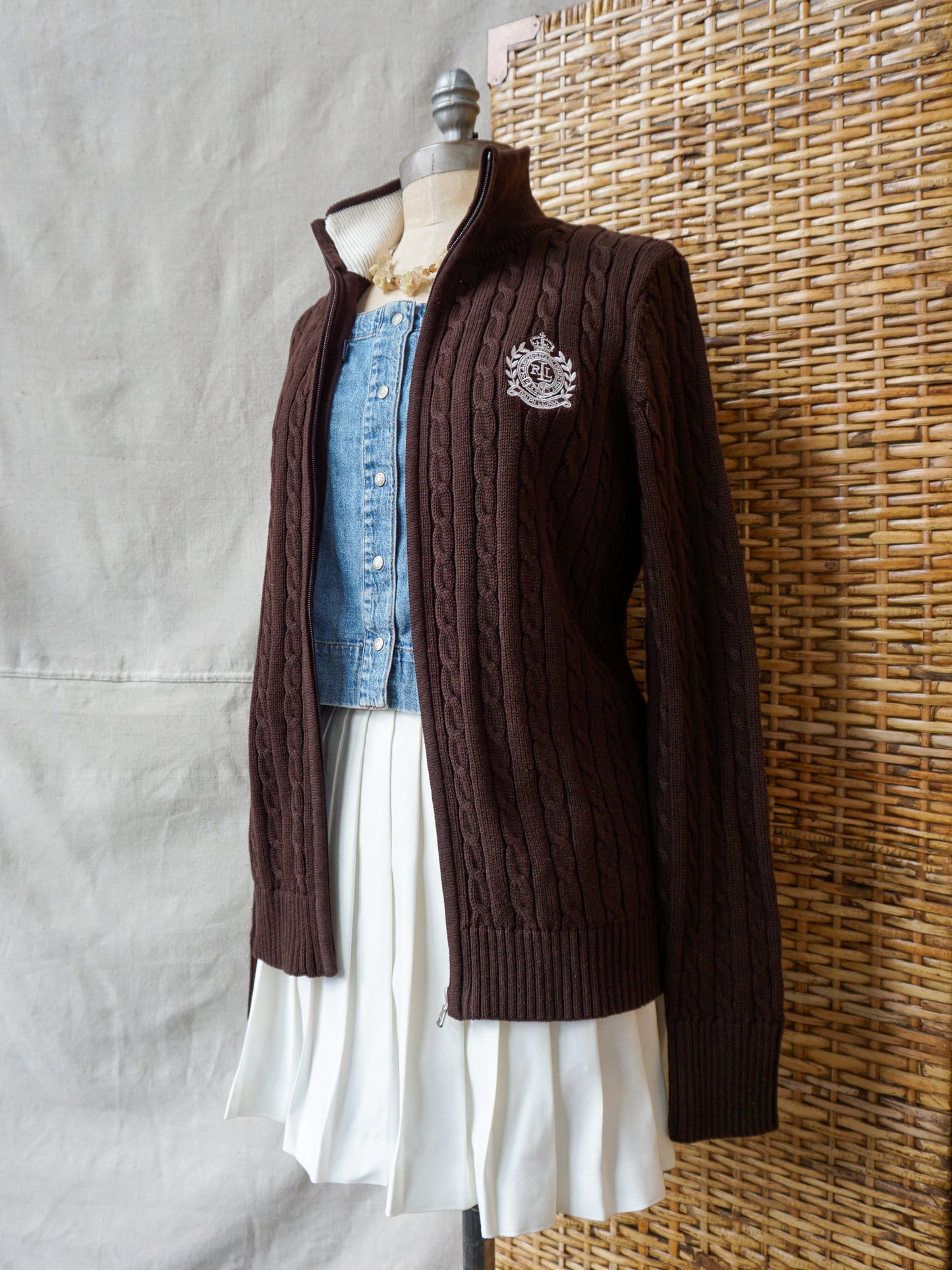 L-RL Active Cable Knit Zip—[]