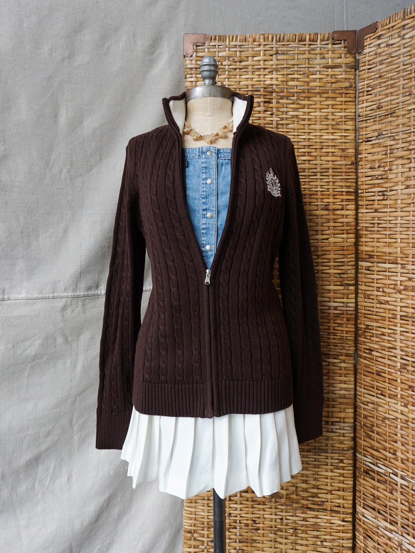 L-RL Active Cable Knit Zip—[]