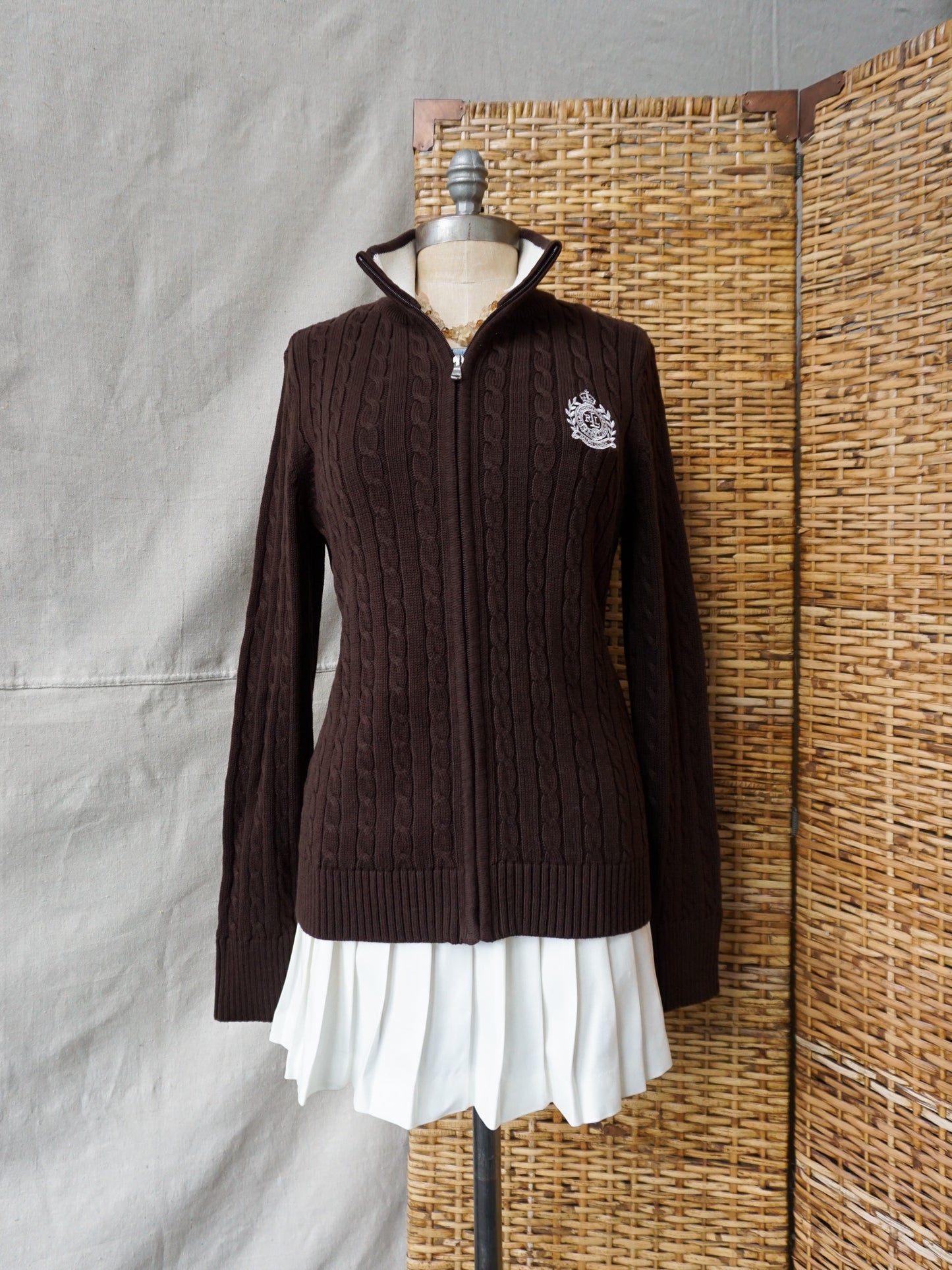 L-RL Active Cable Knit Zip—[]