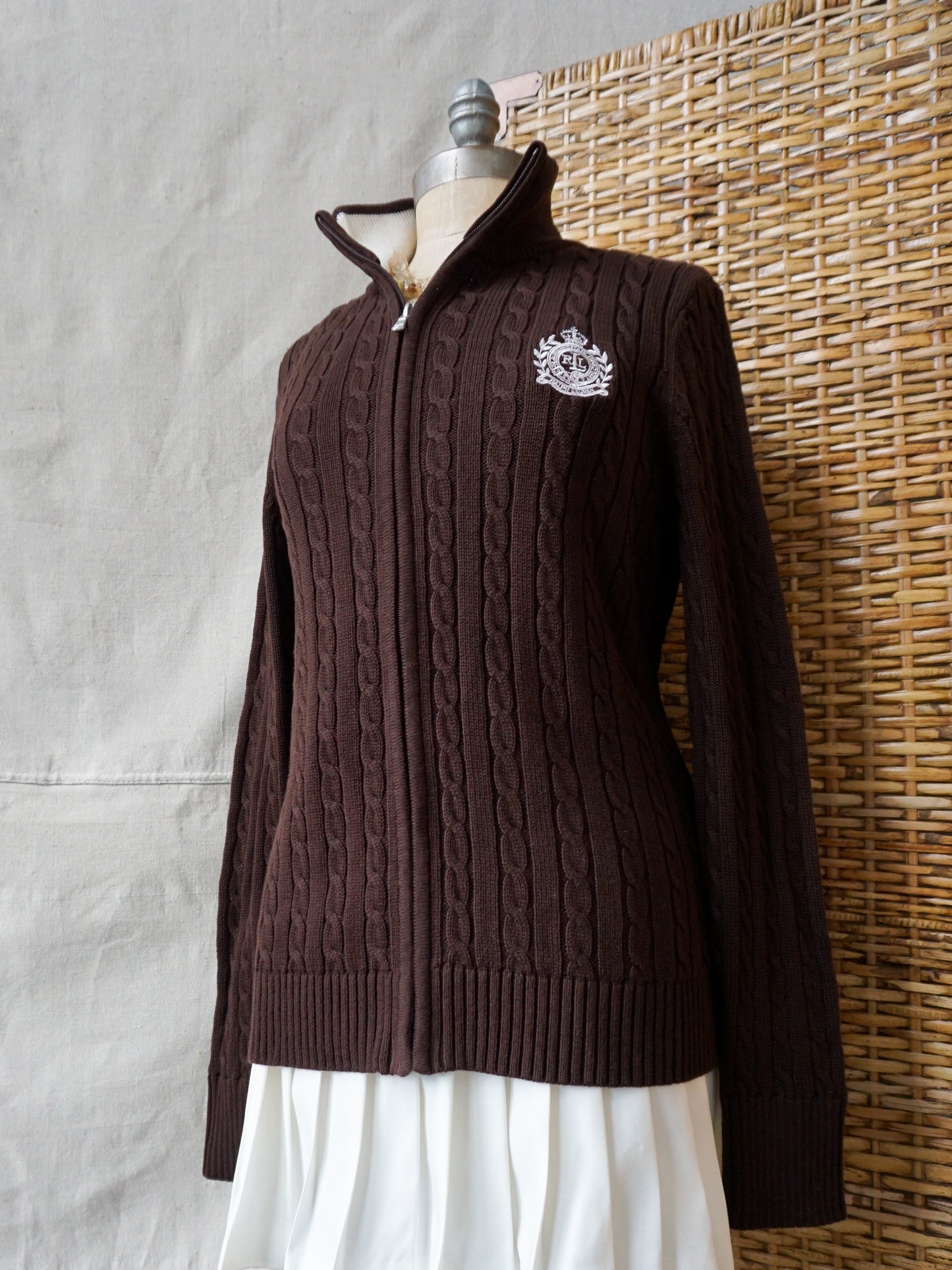 L-RL Active Cable Knit Zip—[]