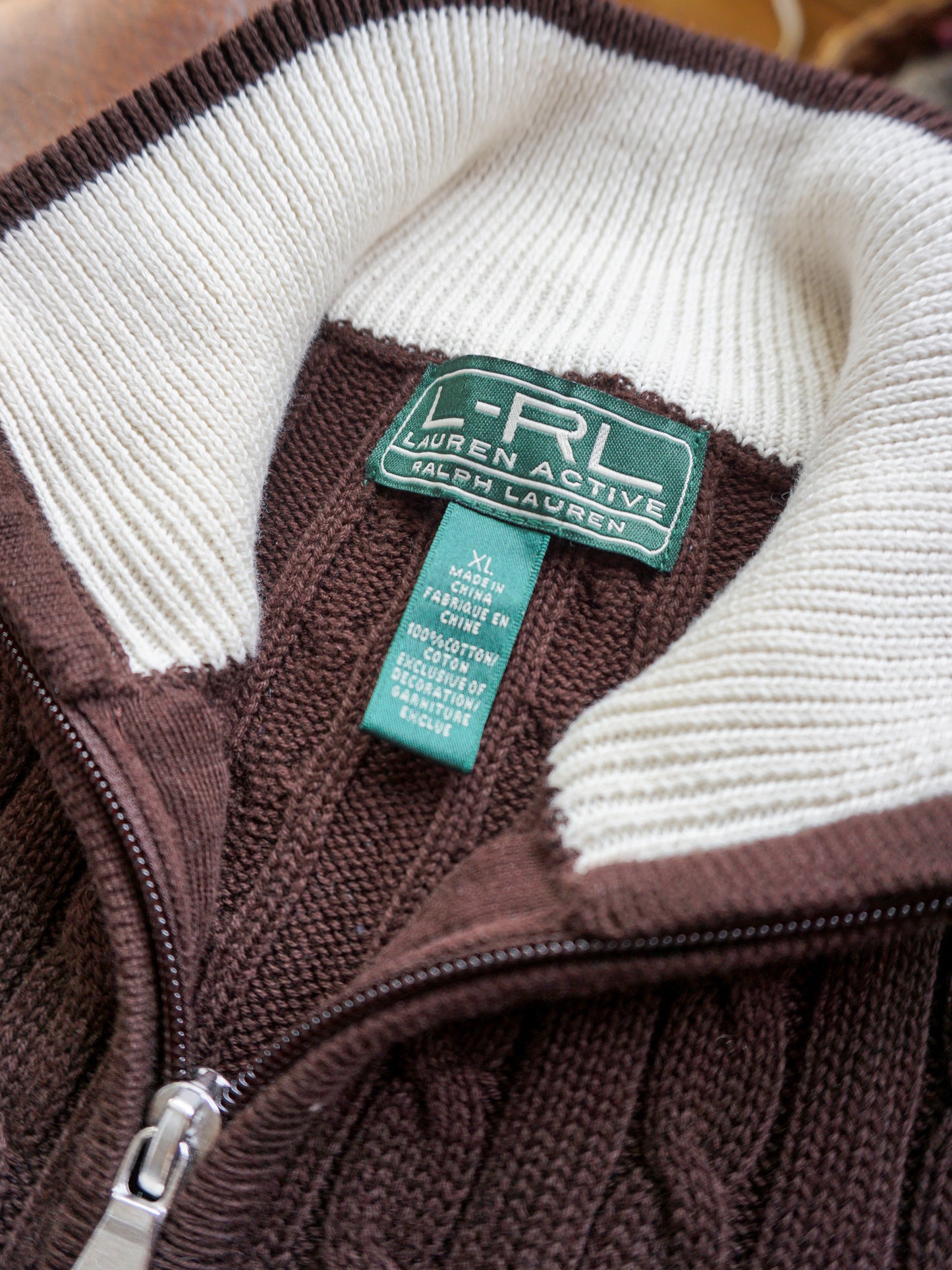 L-RL Active Cable Knit Zip—[]