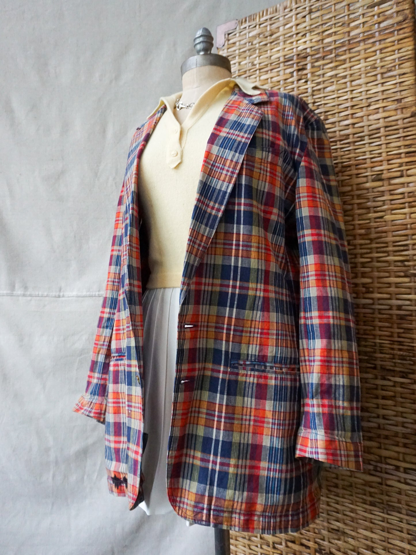 Madras Plaid Linen Blazer—[L]