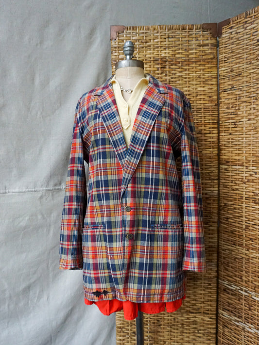 Madras Plaid Linen Blazer—[L]