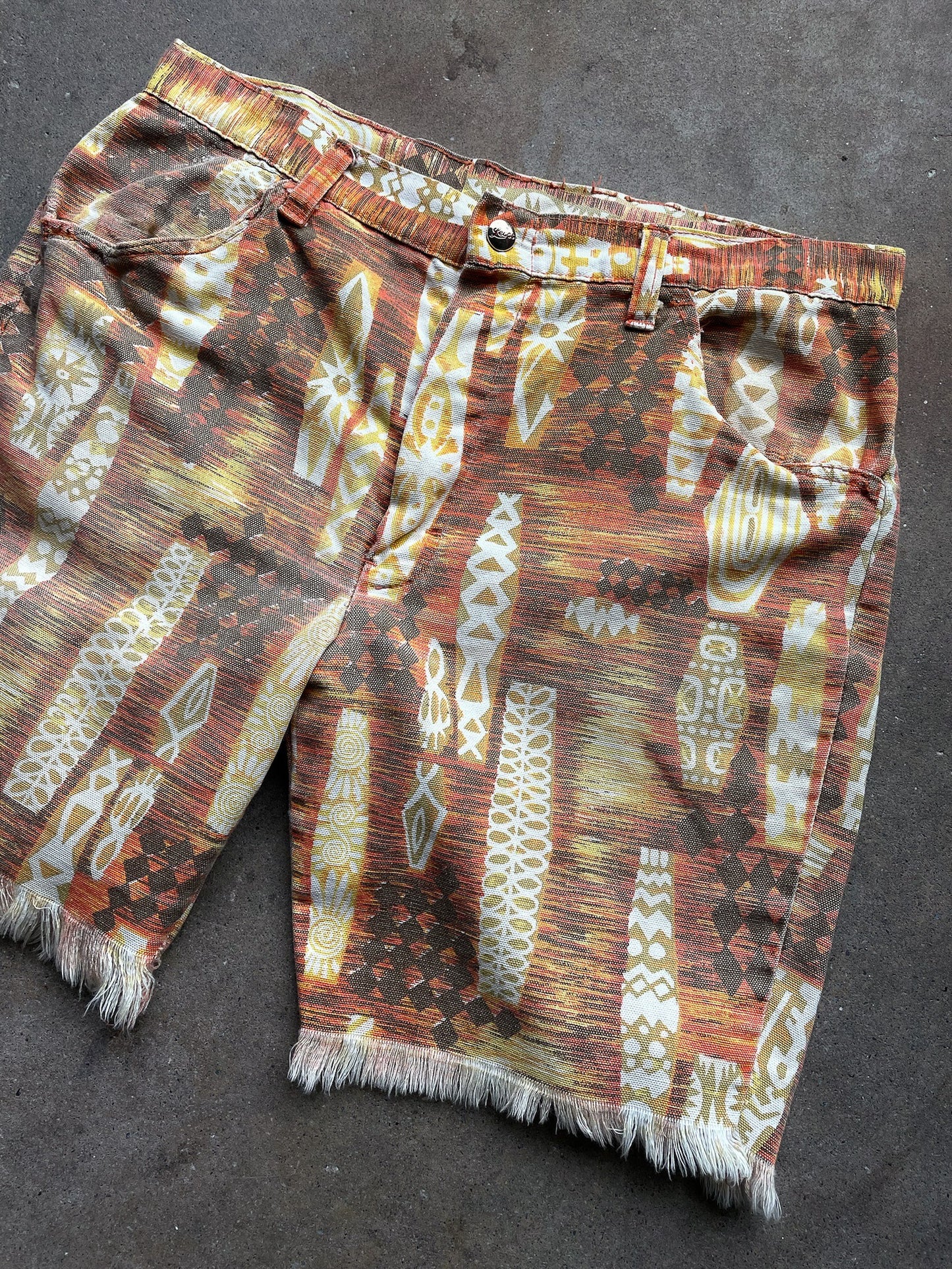 70's Mr. Leggs Abstract Cut Off Shorts—[32]