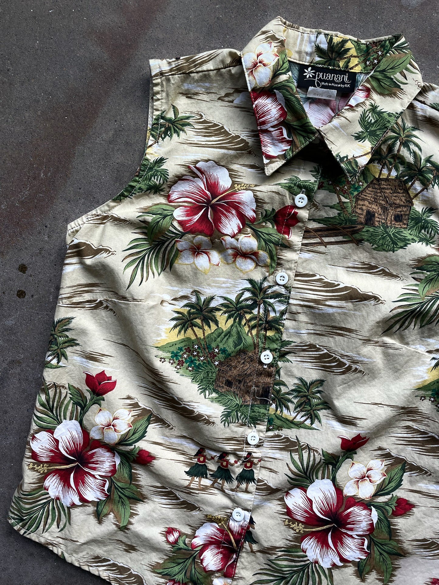 Vintage Hawaiian Sleeveless Shirt—[XS/S]