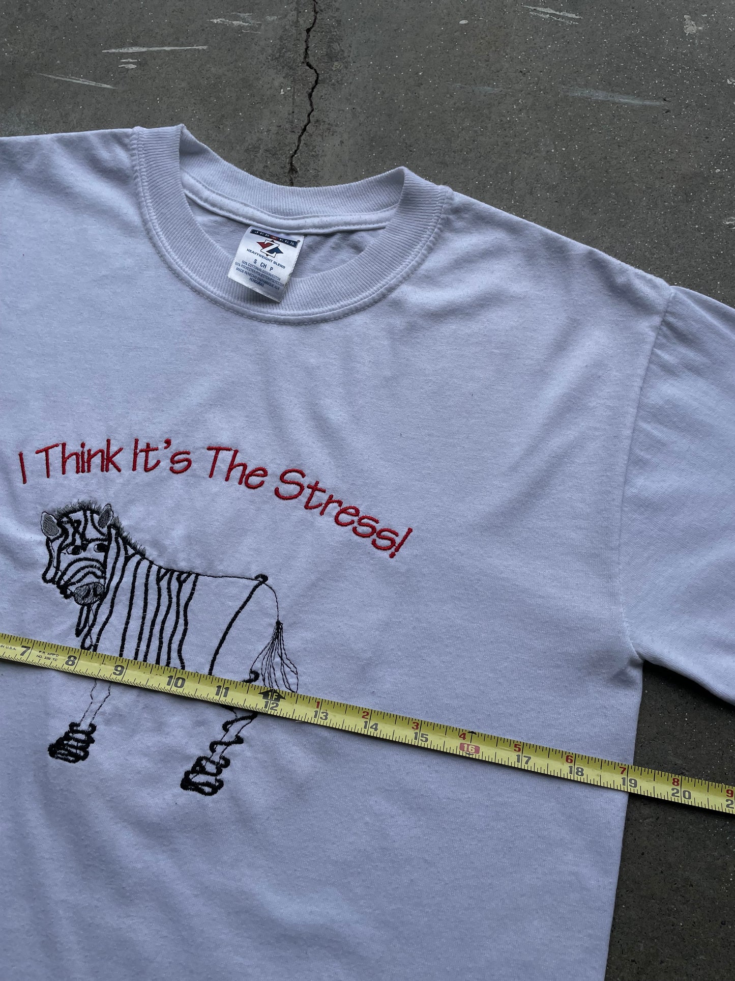 Stressed Zebra Embroidered T-Shirt—[S]