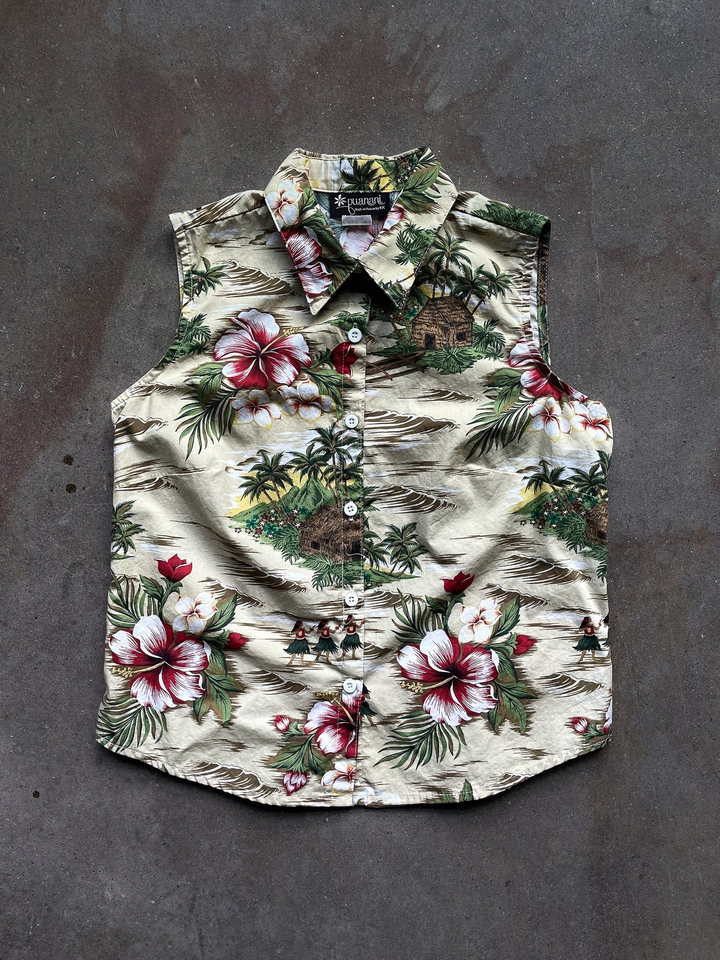 Vintage Hawaiian Sleeveless Shirt—[XS/S]