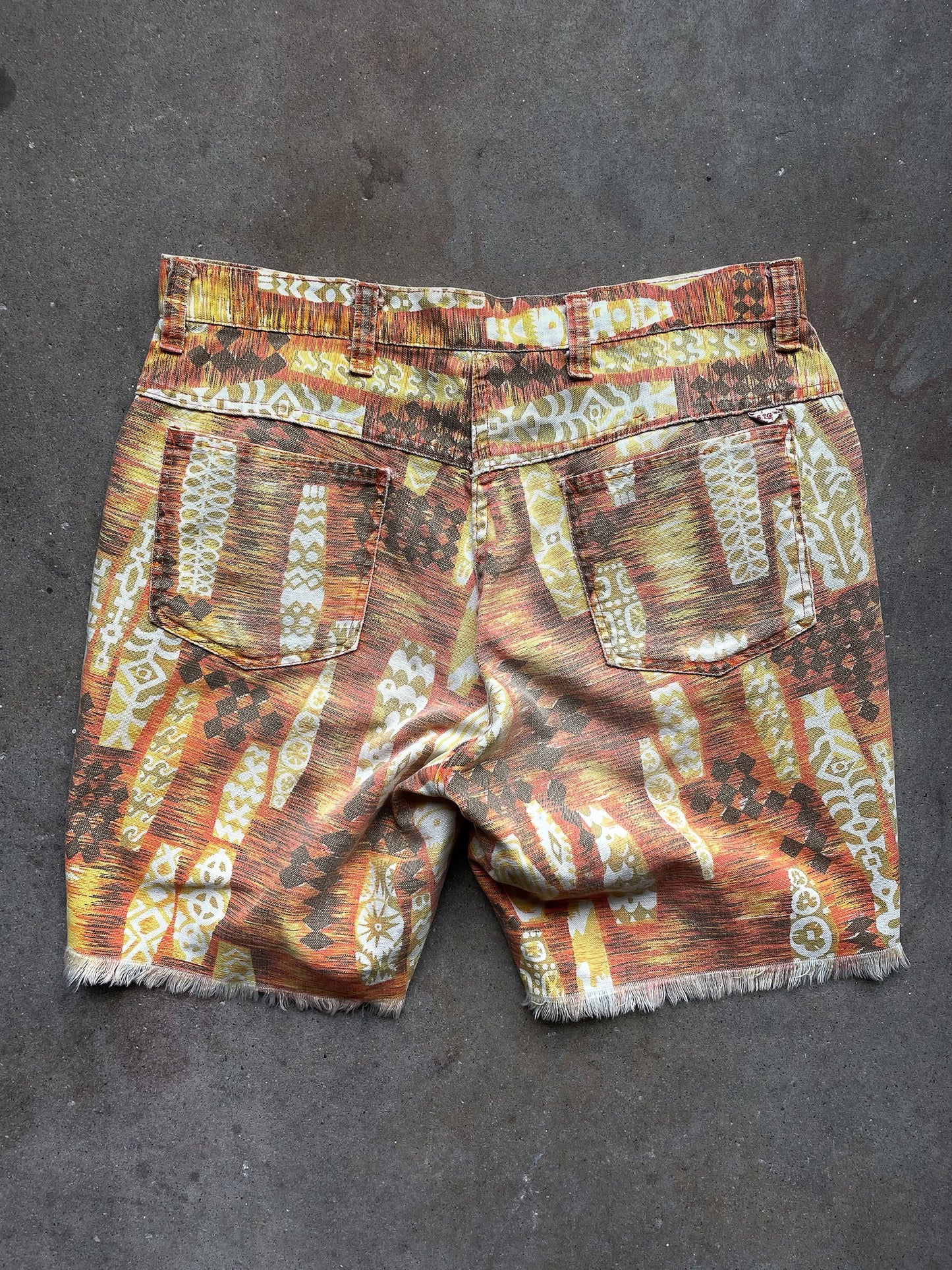 70's Mr. Leggs Abstract Cut Off Shorts—[32]