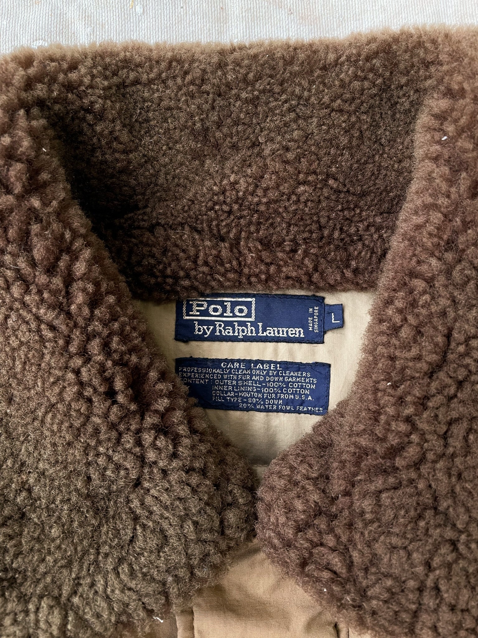 80's Polo Ralph Lauren Mouton Collar Down Parka—[L] – mahshu
