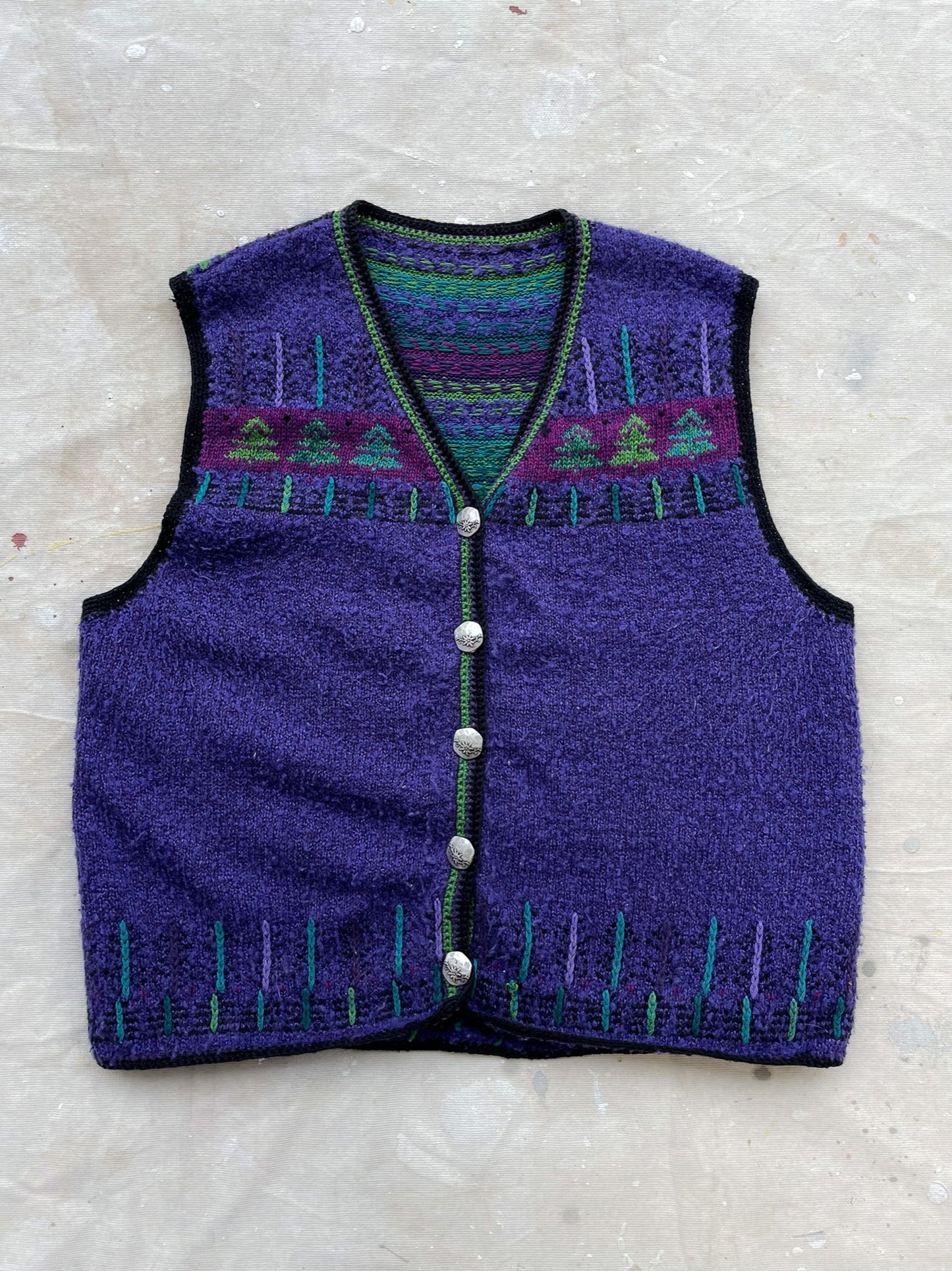 Festive Hand Knit Wool Sweater Vest—[M]