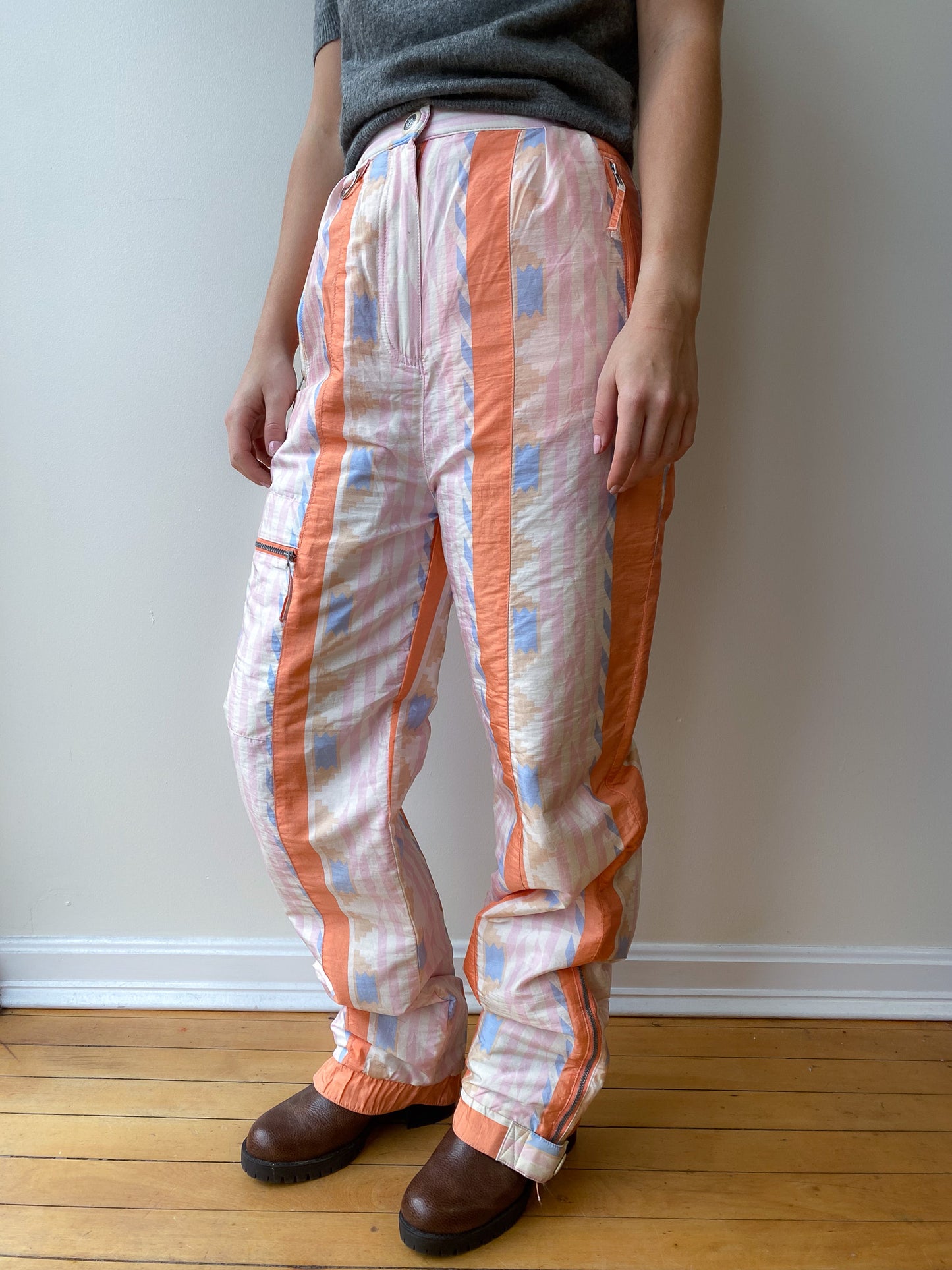 90's Ellesse Geometric Pastel Snow Pants—[S]