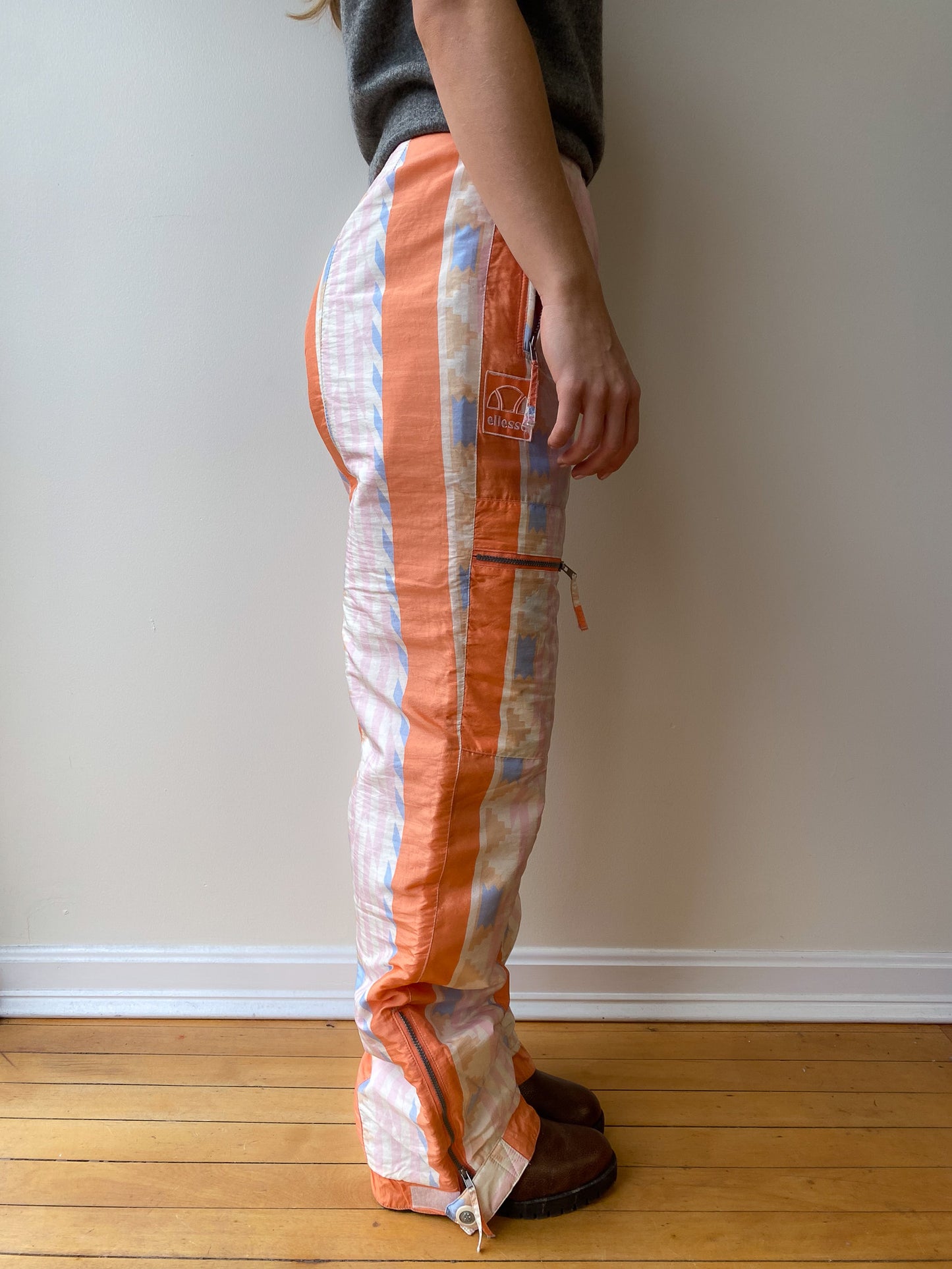 90's Ellesse Geometric Pastel Snow Pants—[S]