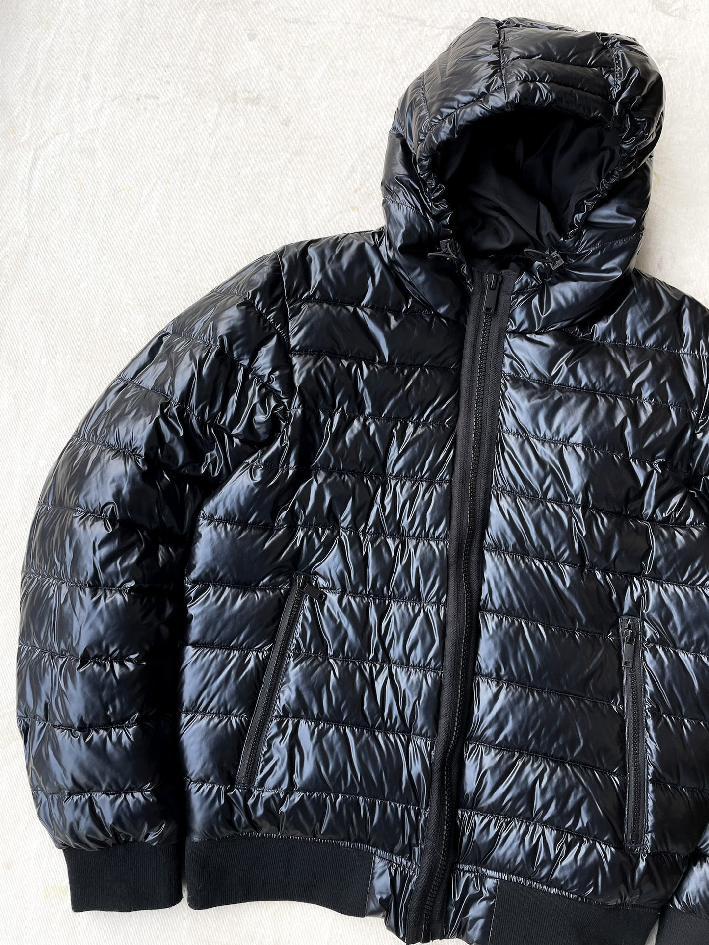 DKNY High Shine Hooded Puffer Jacket—[S]