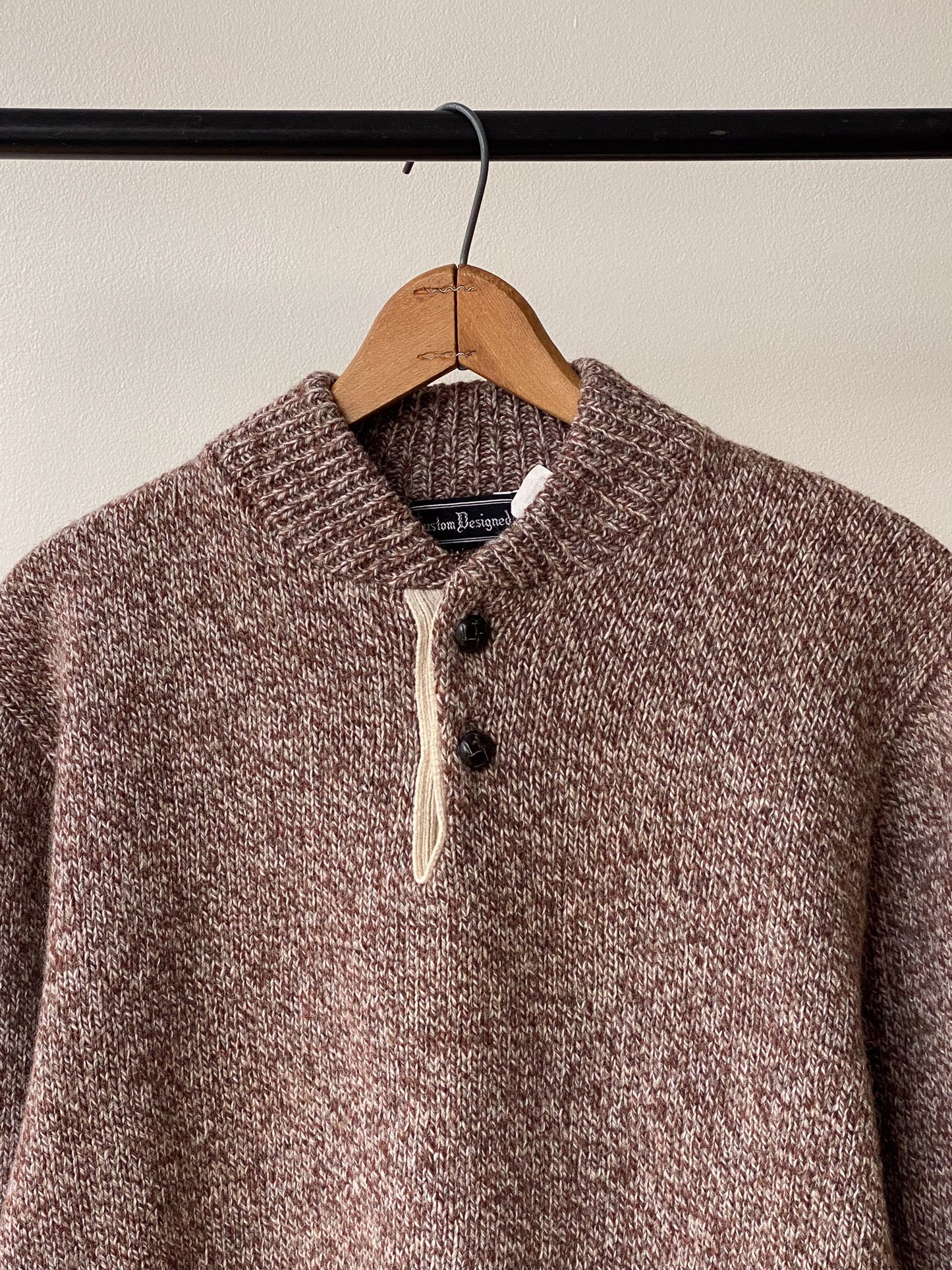 Wool Knit Henley Sweater—[M]