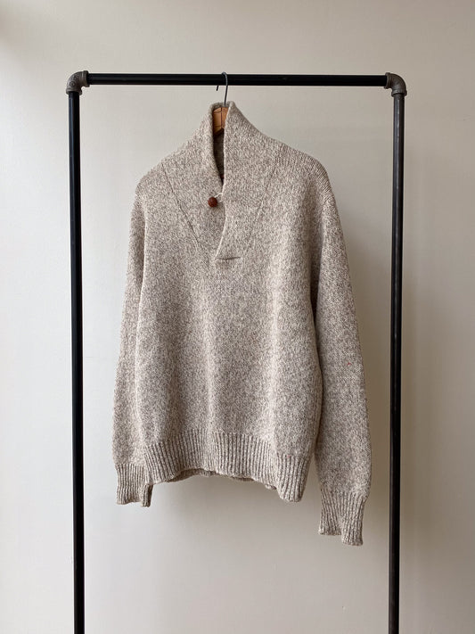 80's EMS Shawl Collar Wool Sweater—[M/L]