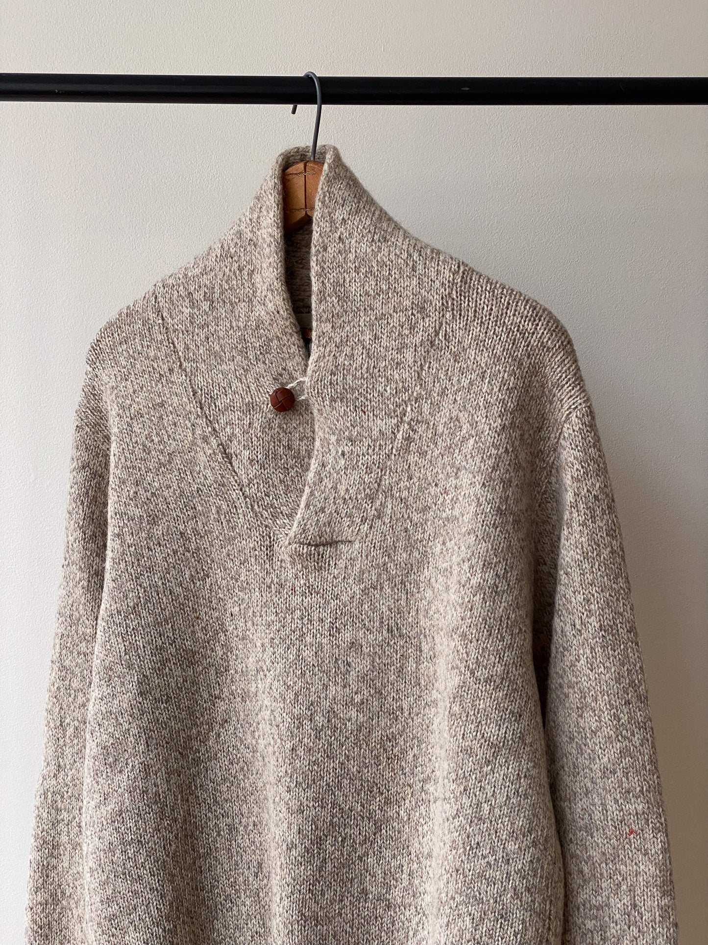 80's EMS Shawl Collar Wool Sweater—[M/L]