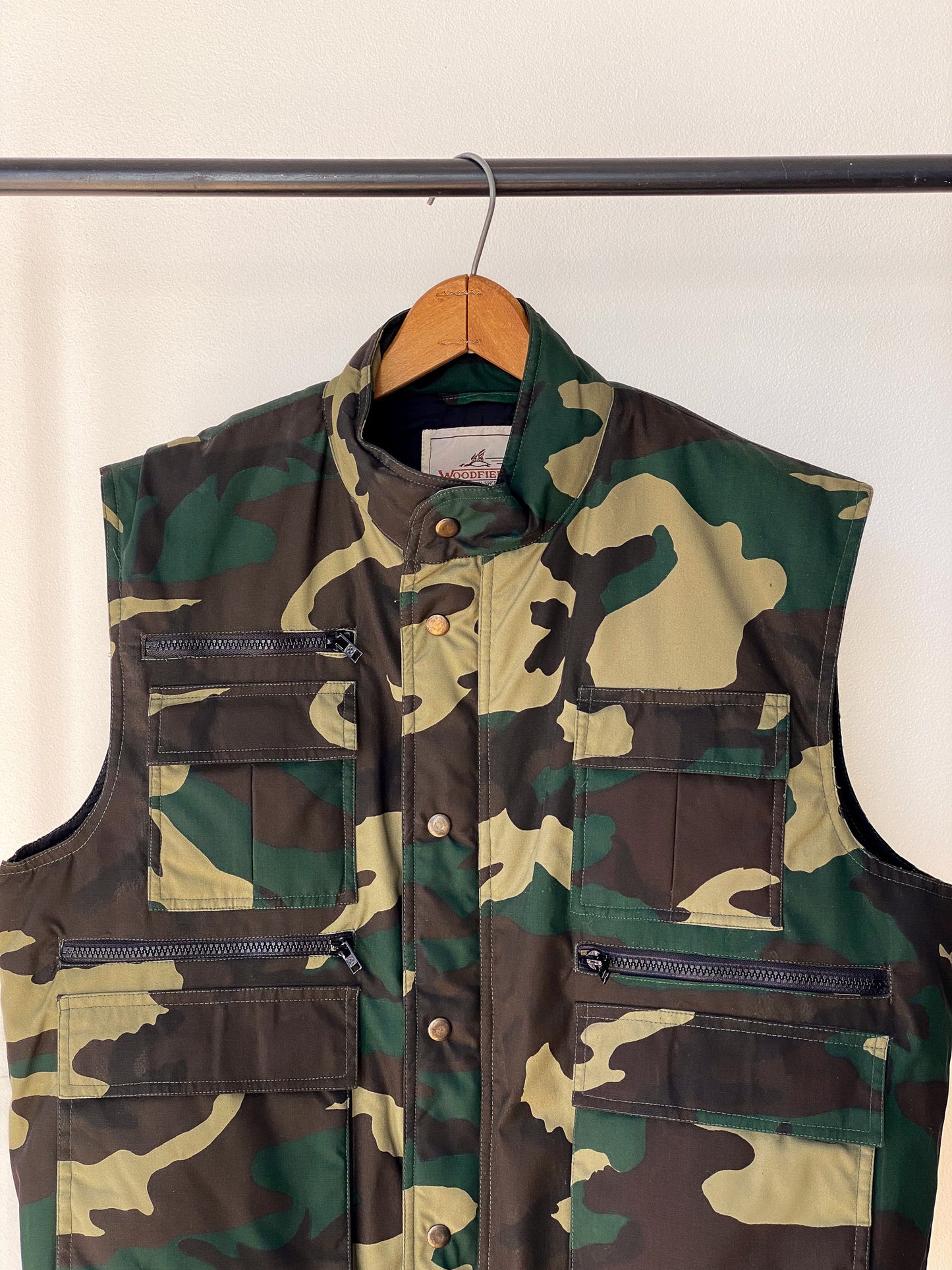 Camo Cargo Puffer Vest—[L]