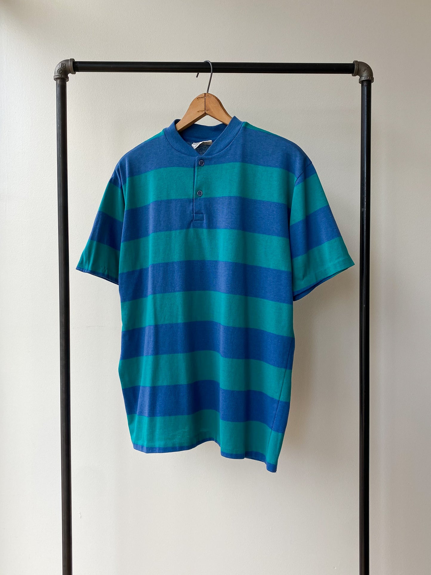 80's American Eagle Striped Henley T-Shirt—[M/L]