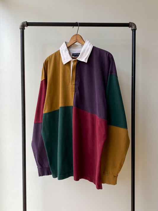 90's Structure Colorblock Rugby Shirt—[XL]