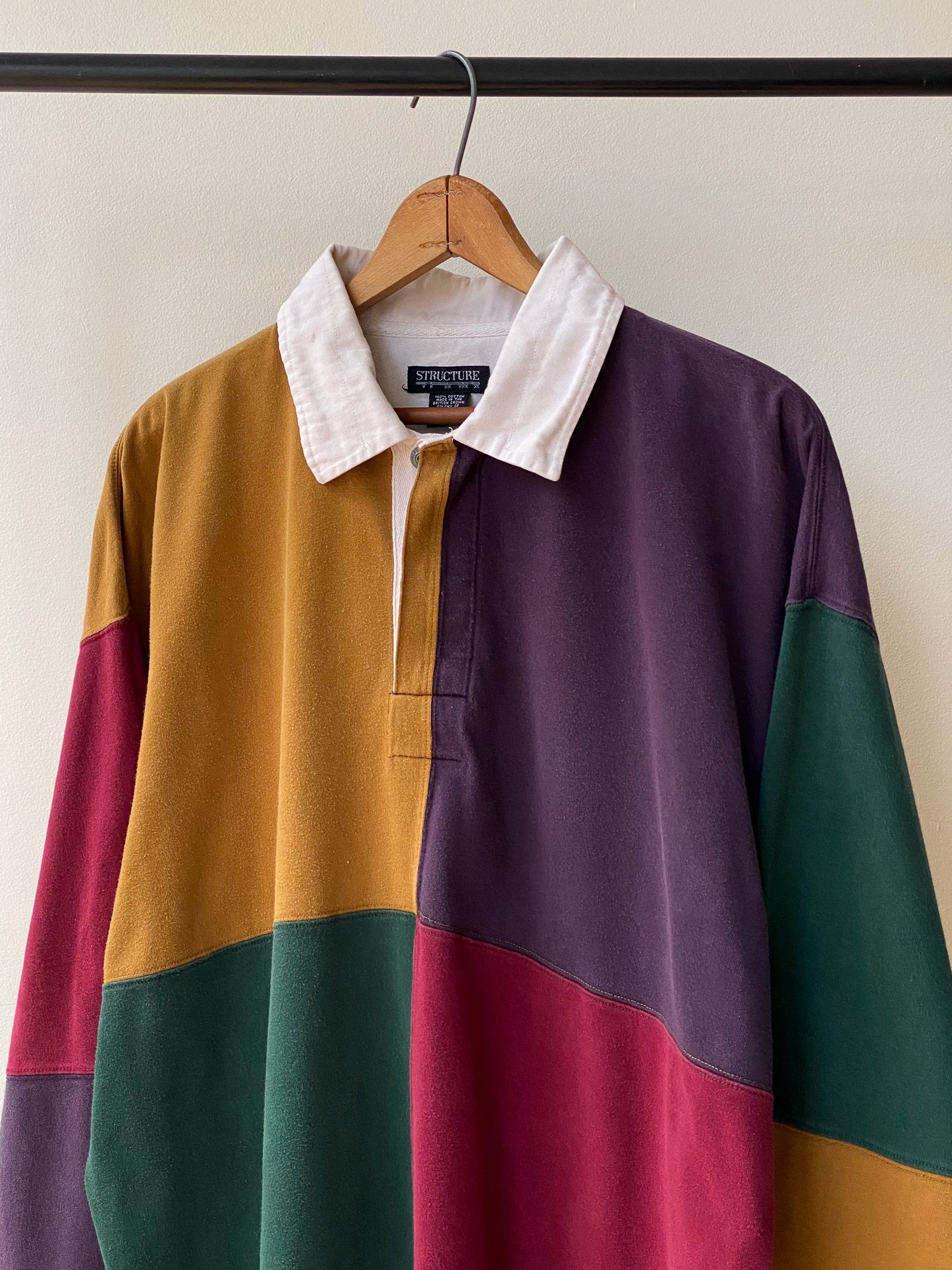 90's Structure Colorblock Rugby Shirt—[XL]