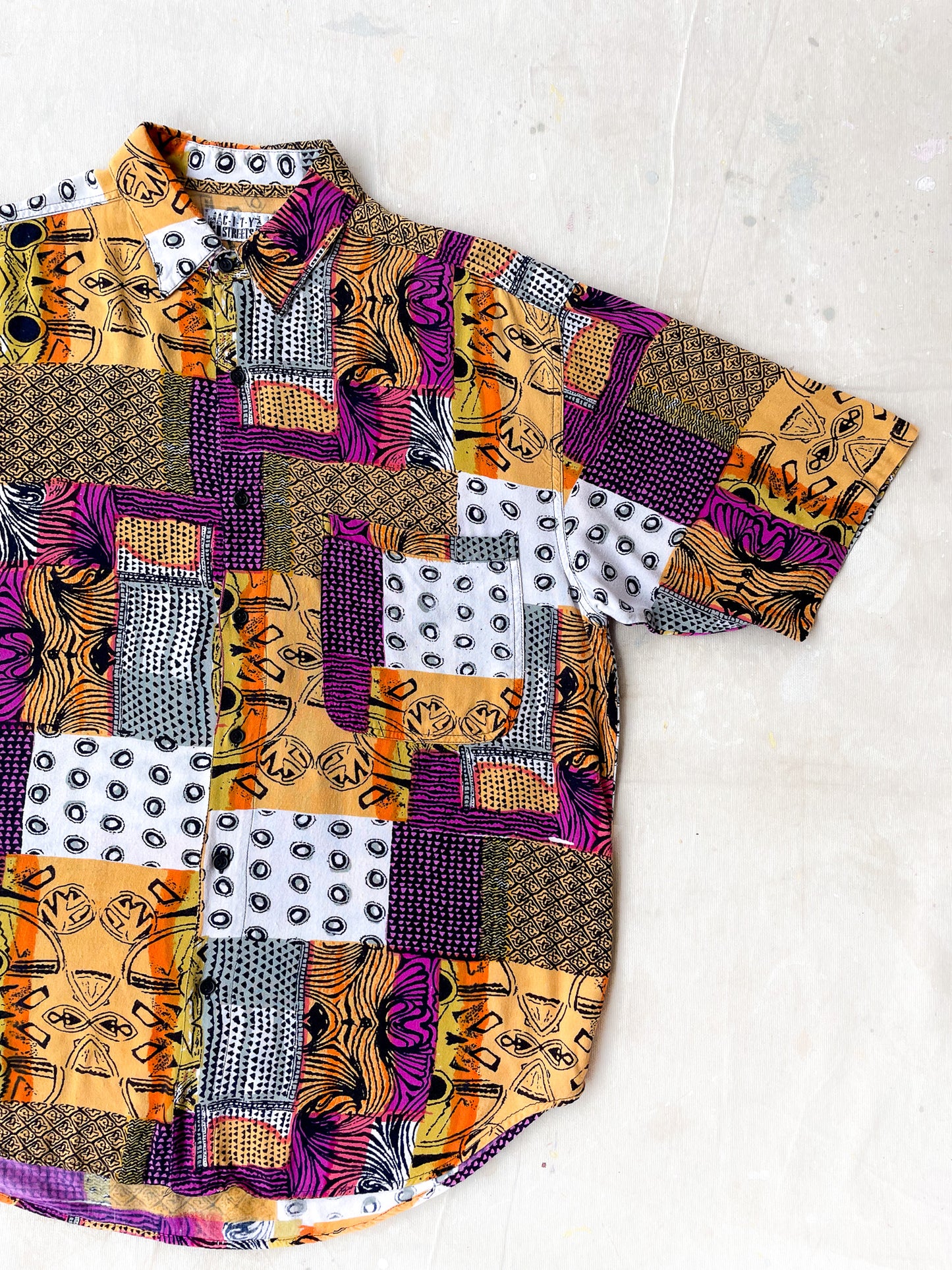 Abstract Tribal Patchwork Shirt—[L]