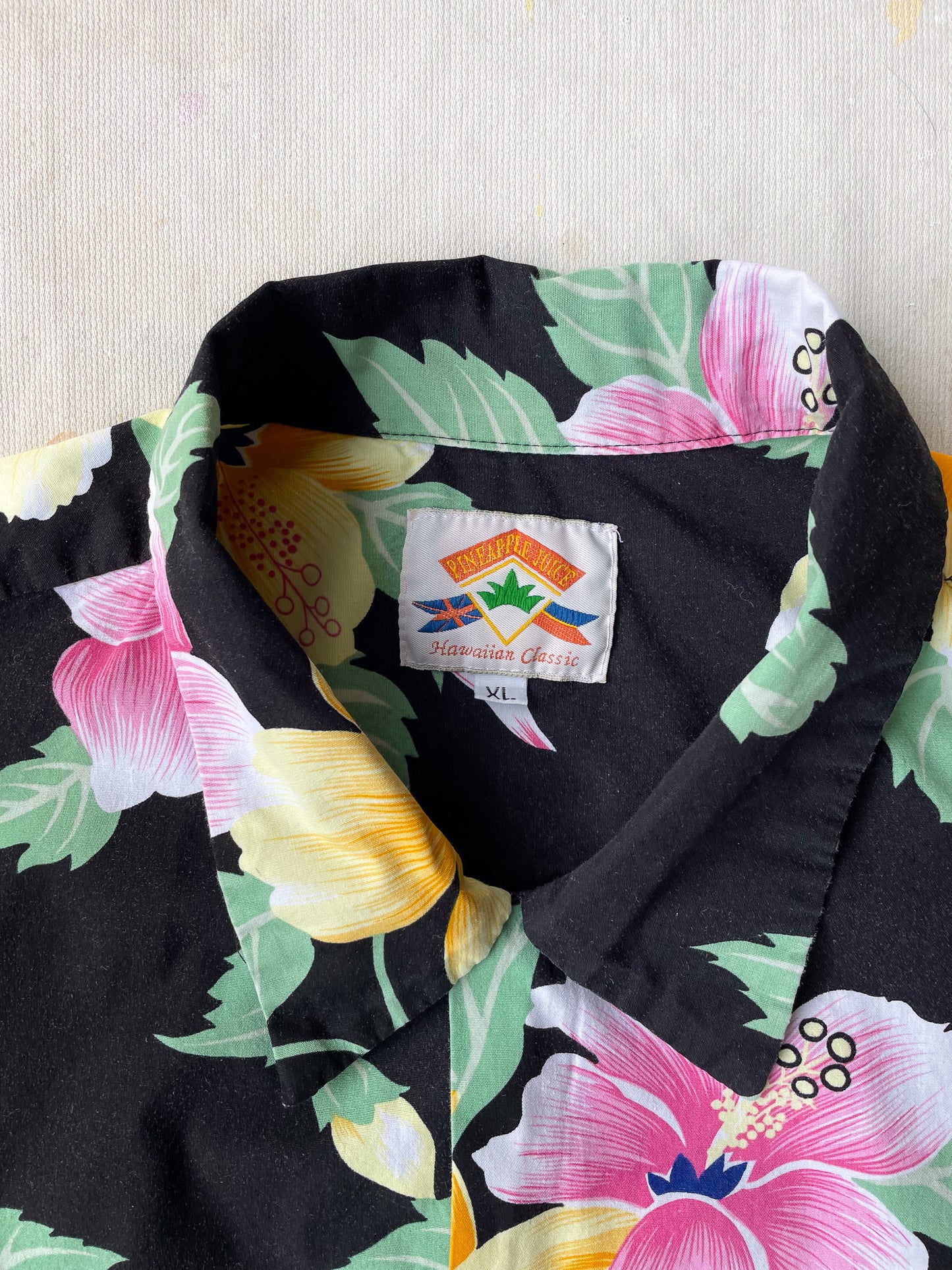 Black Hawaiian Floral Shirt—[XL]