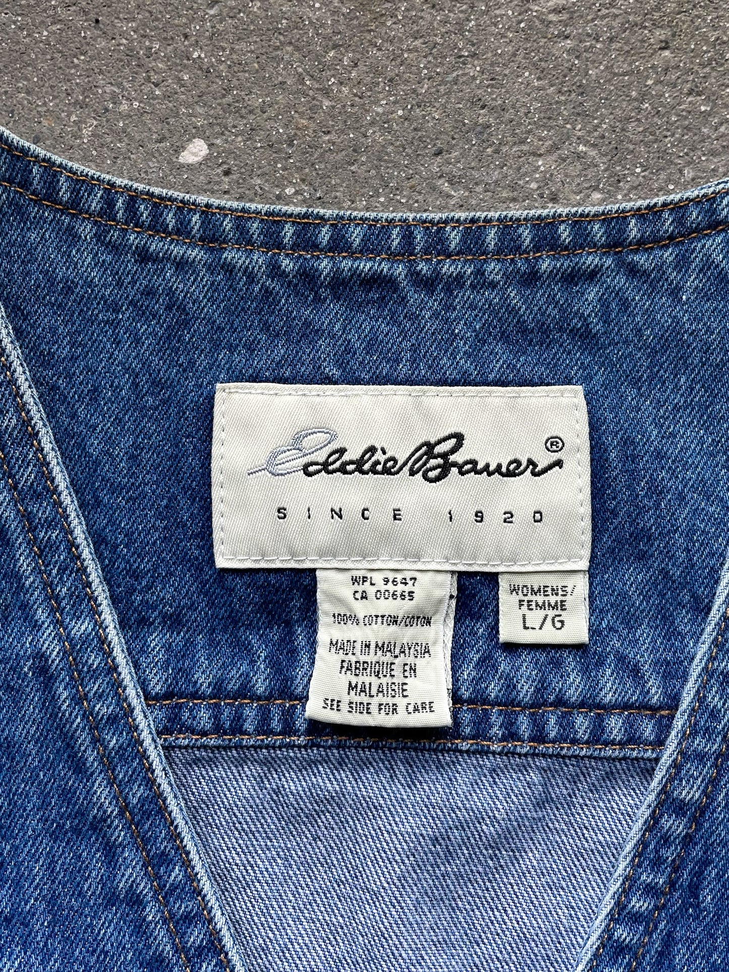 90's Eddie Bauer Denim Trucker Vest—[L]