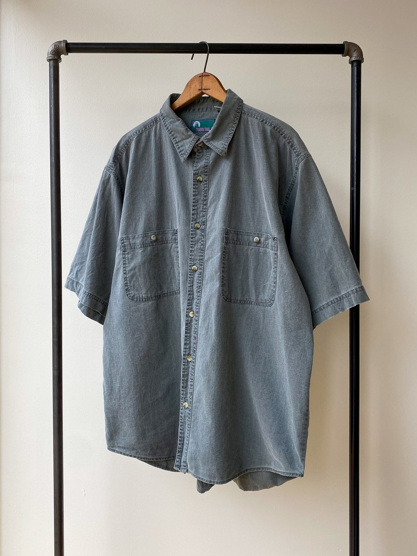 Faded Black Double Pocket Shirt—[XL]