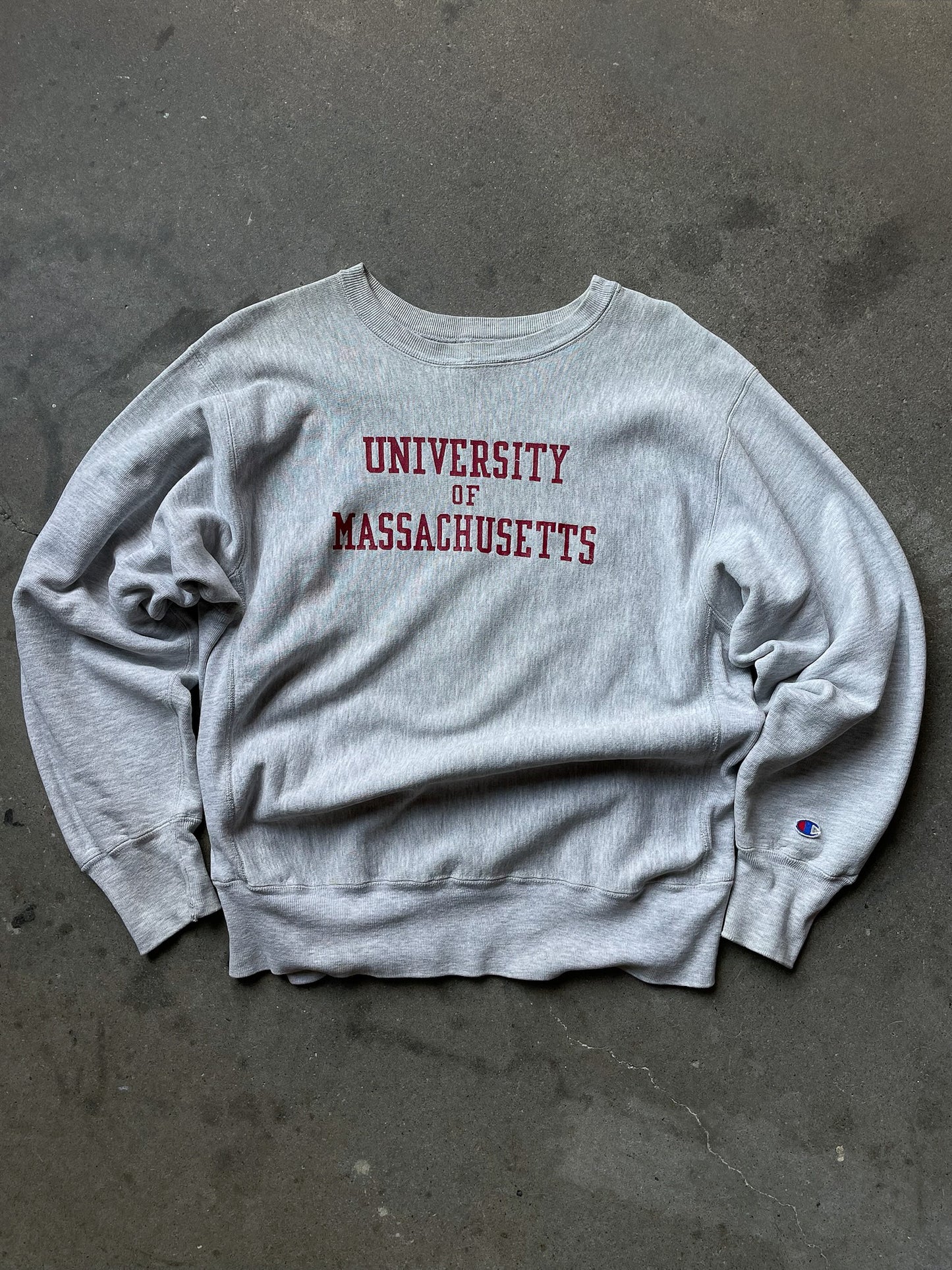 80's University of Massachusetts Champion Reverse Weave Crewneck—[L]