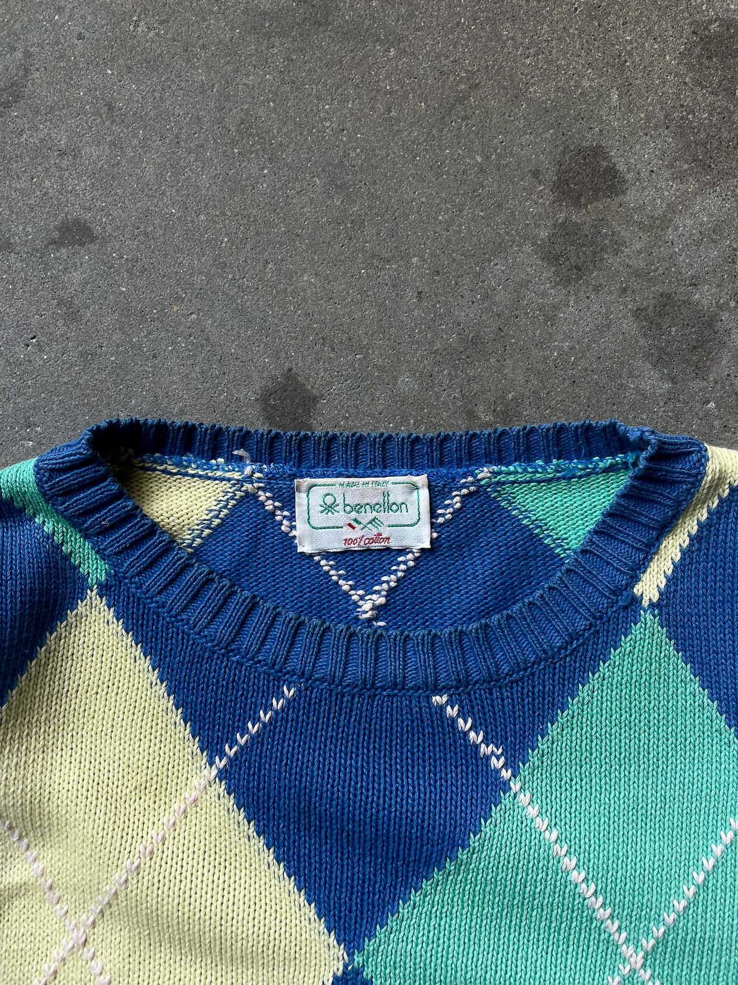 80's Benetton Argyle Sweater—[S/M]