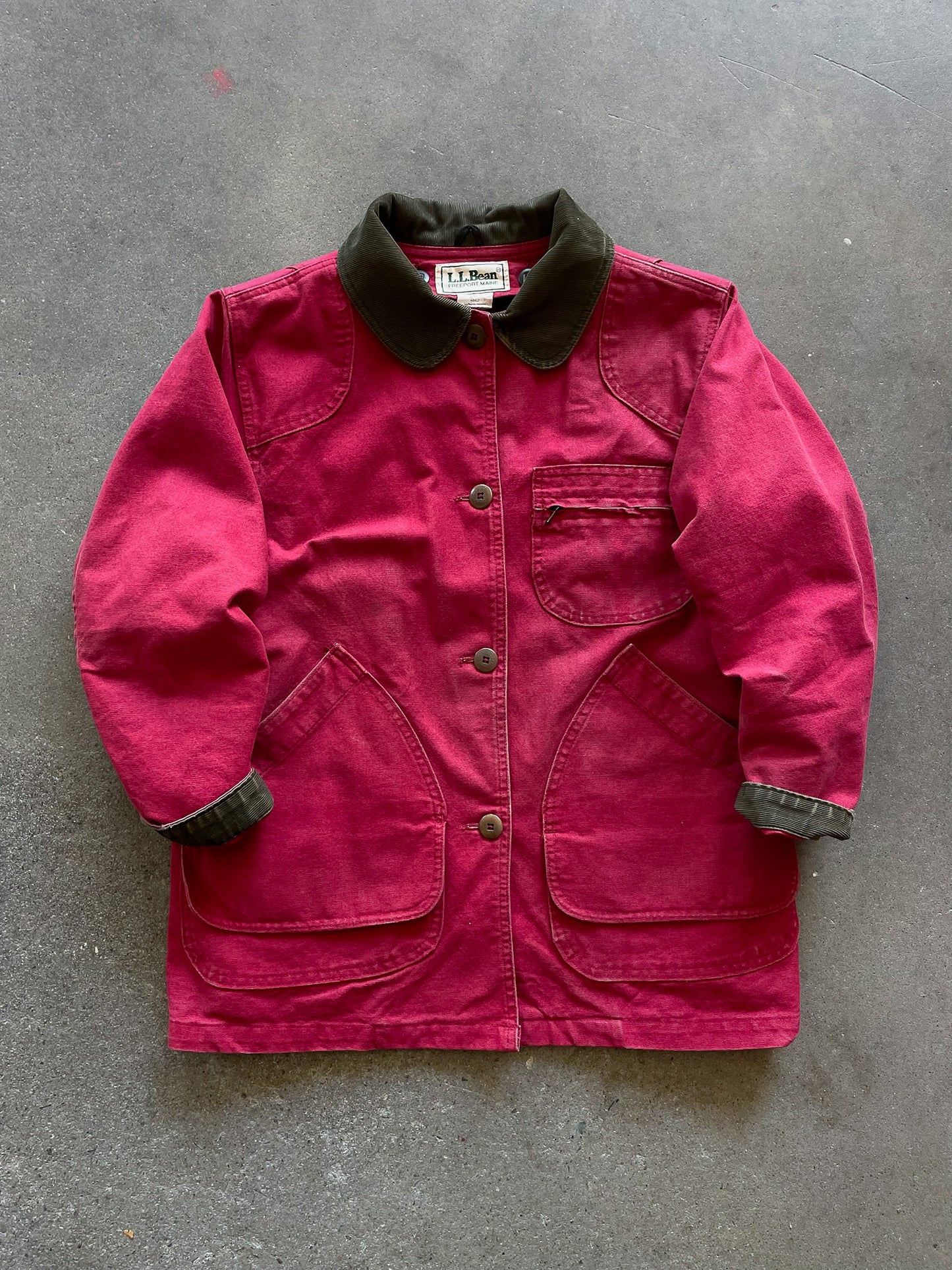 L.L.Bean Cranberry Wool Lined Barn Coat—[M]