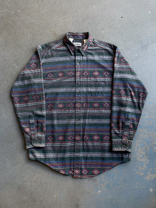 90's L.L.Bean Aztec Flannel Shirt—[XL]