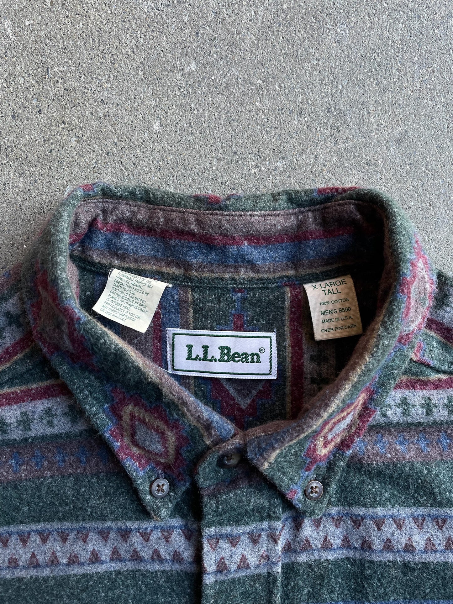 90's L.L.Bean Aztec Flannel Shirt—[XL]