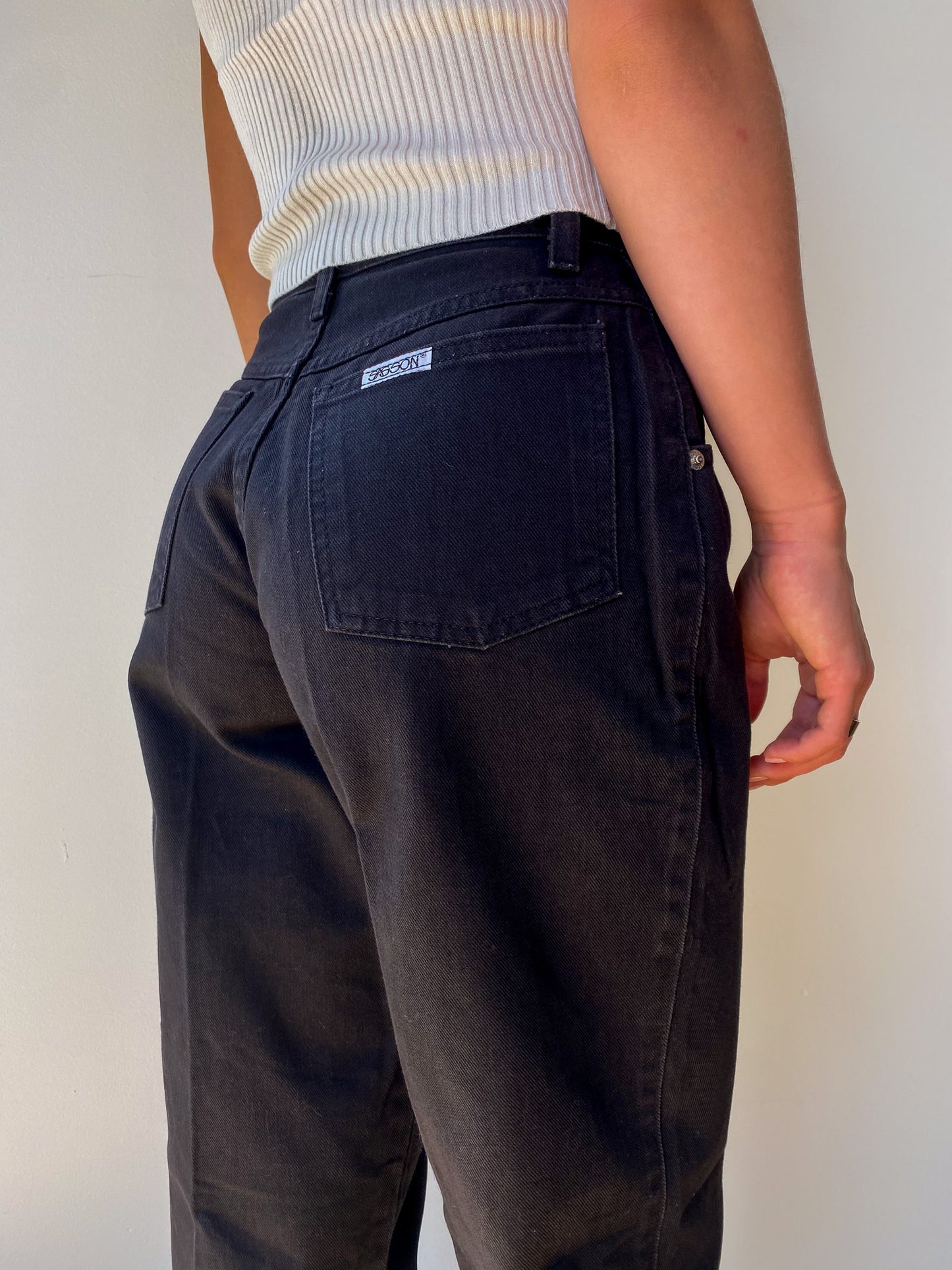 90's Sasson Over-Dyed Black Button Fly Jeans—[24X30]