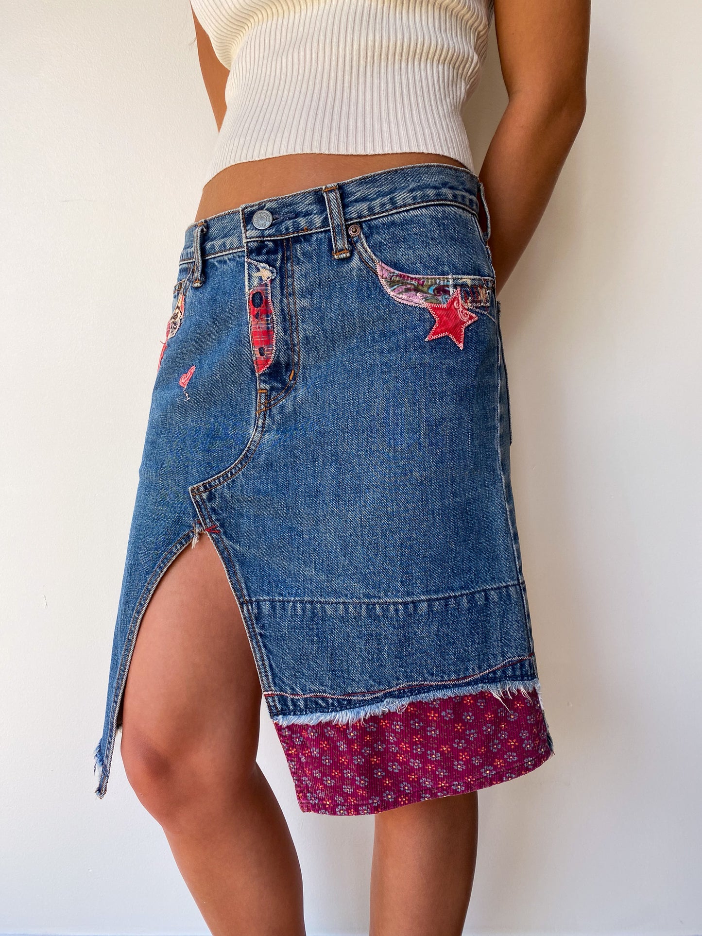 Hysteric Glamour Patchwork Denim Skirt—[30]