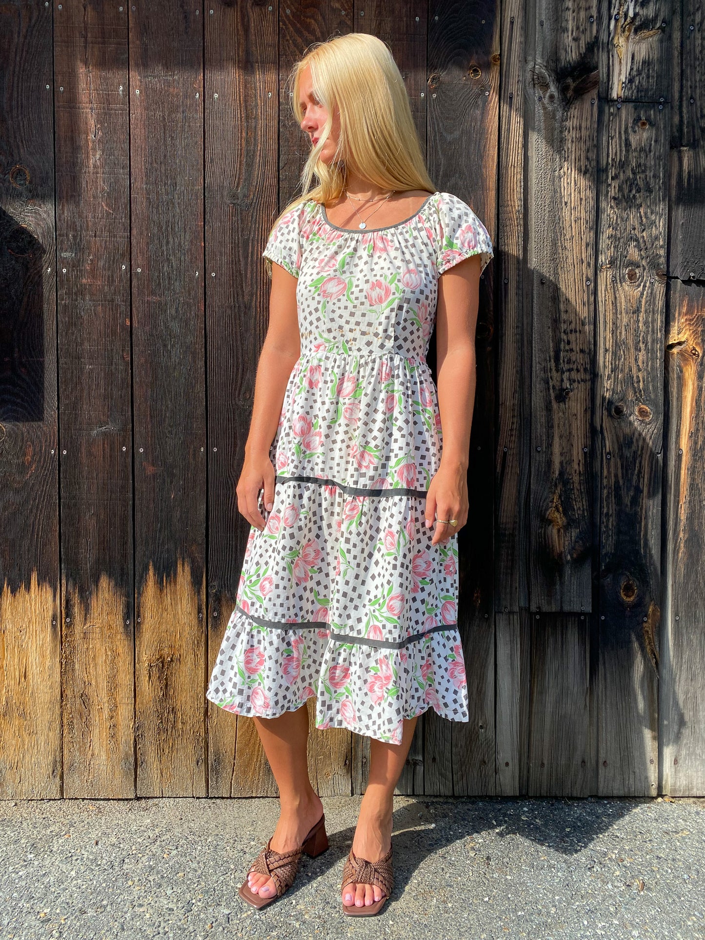 50's Tulip Feed Sack Patio Dress—[S/M]