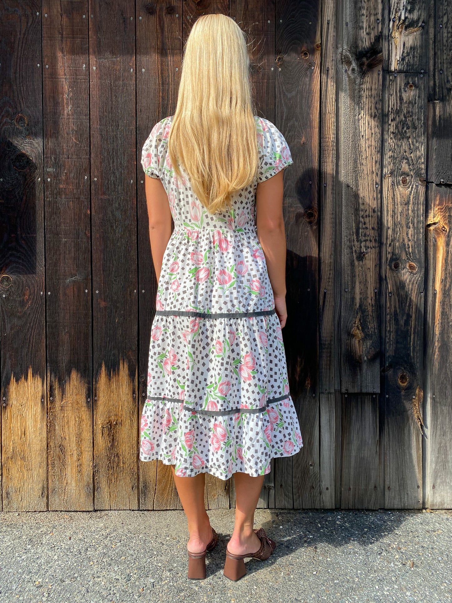 50's Tulip Feed Sack Patio Dress—[S/M]